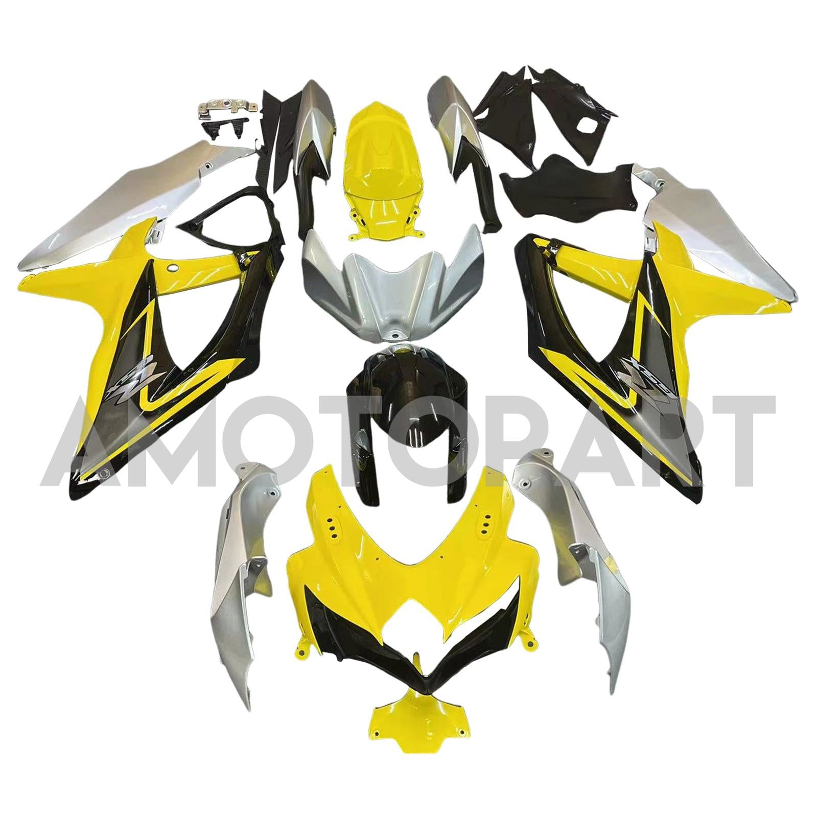 Amotopart 2008-2010 K8 GSXR 600/750 Suzuki Matte Yellow&Black Fairing Kit