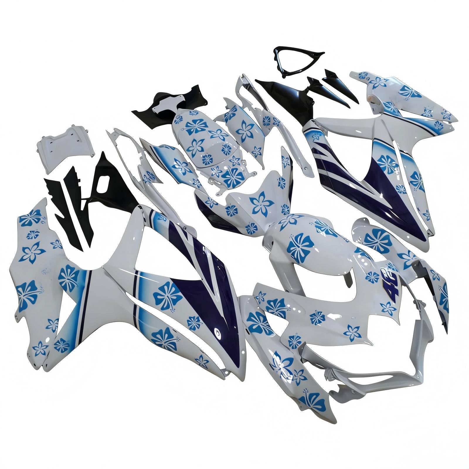 Amotopart 2008–2010 K8 GSXR 600/750 Suzuki Weiß mit rotem Schneeverkleidungsset