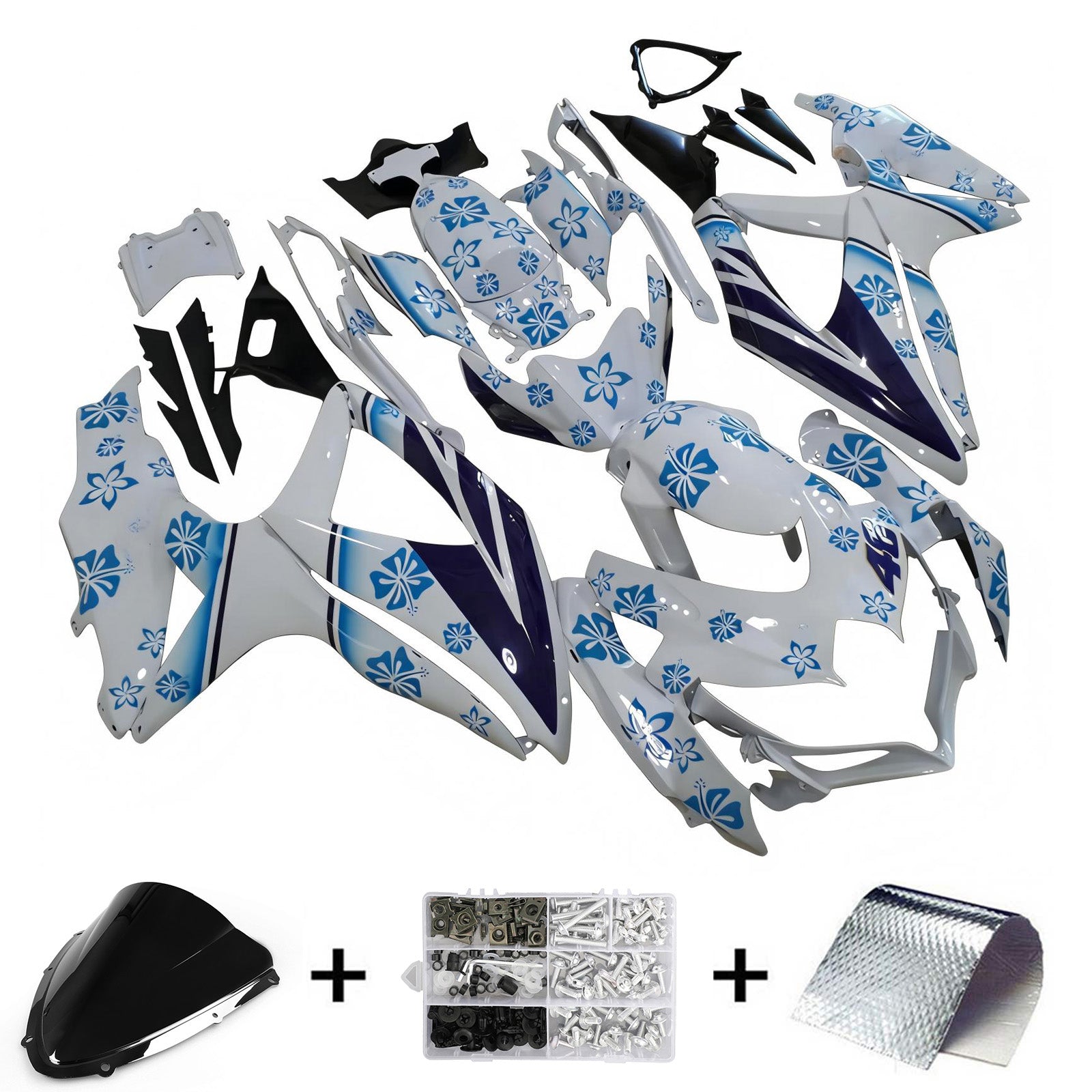Amotopart 2008–2010 K8 GSXR 600/750 Suzuki Weiß mit rotem Schneeverkleidungsset