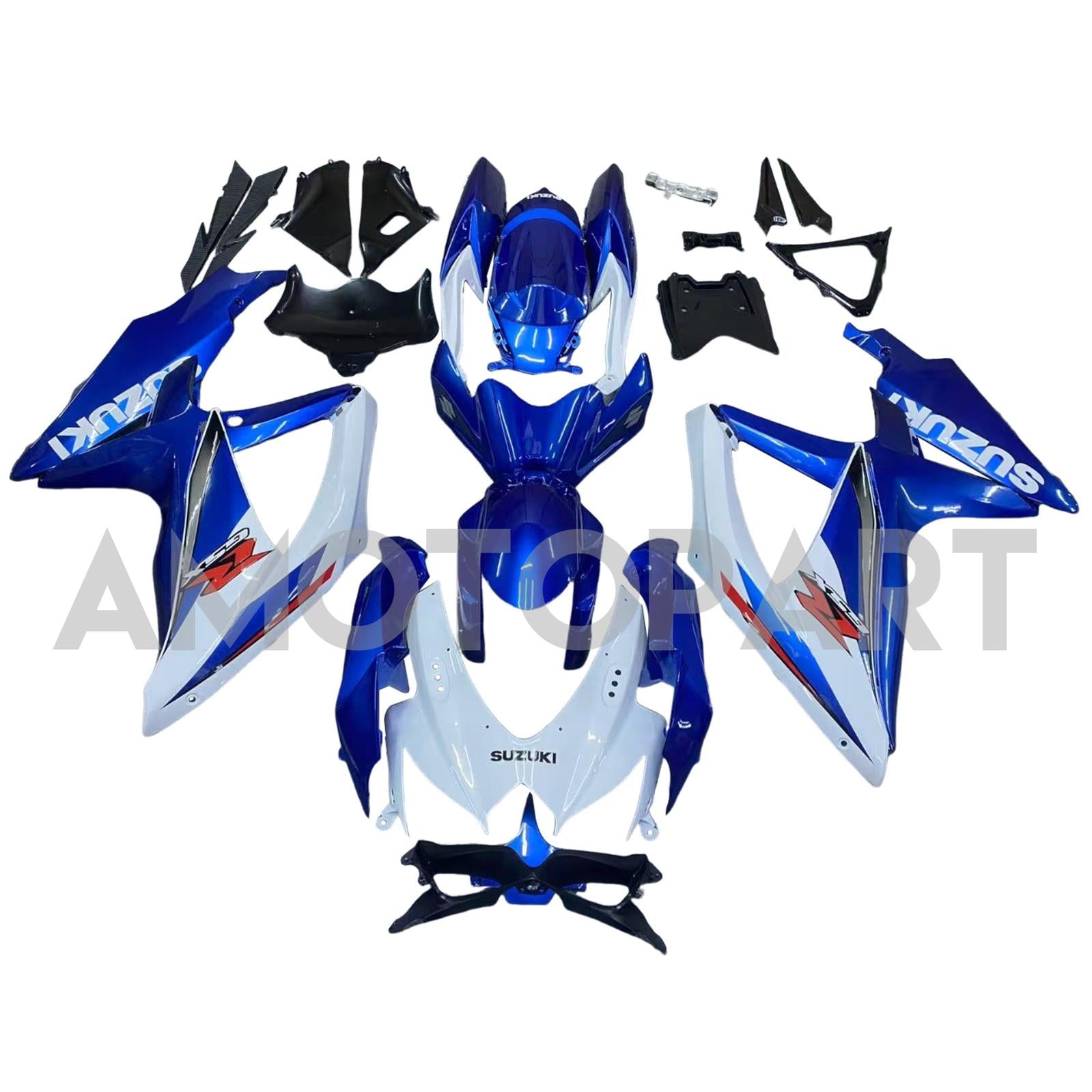 Amotopart 2008-2010 K8 GSXR 600/750 Suzuki Blue&White Style3 Fairing Kit
