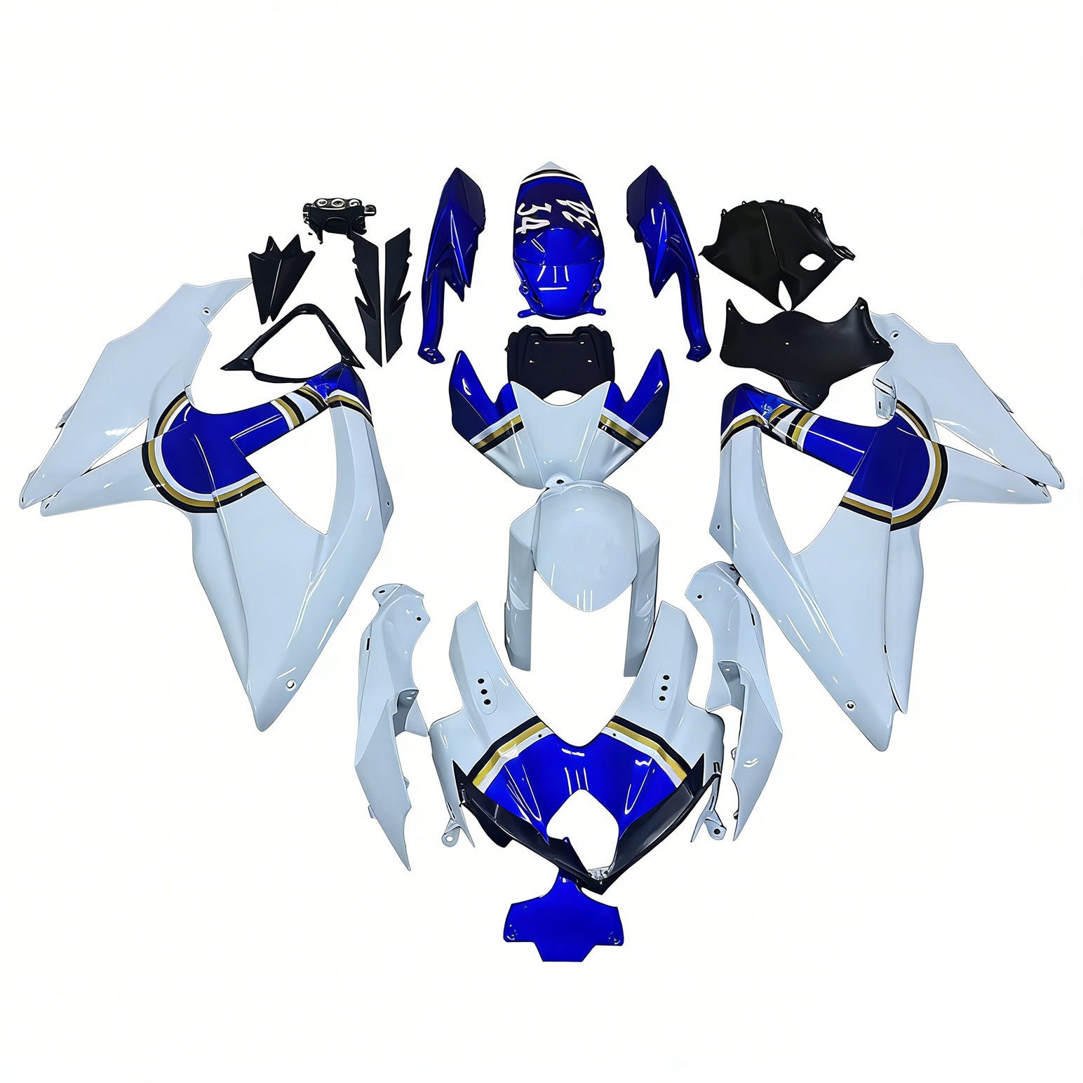 Amotopart 2008-2010 K8 GSXR 600/750 Suzuki Blau&White Style2 Verkleidungssatz