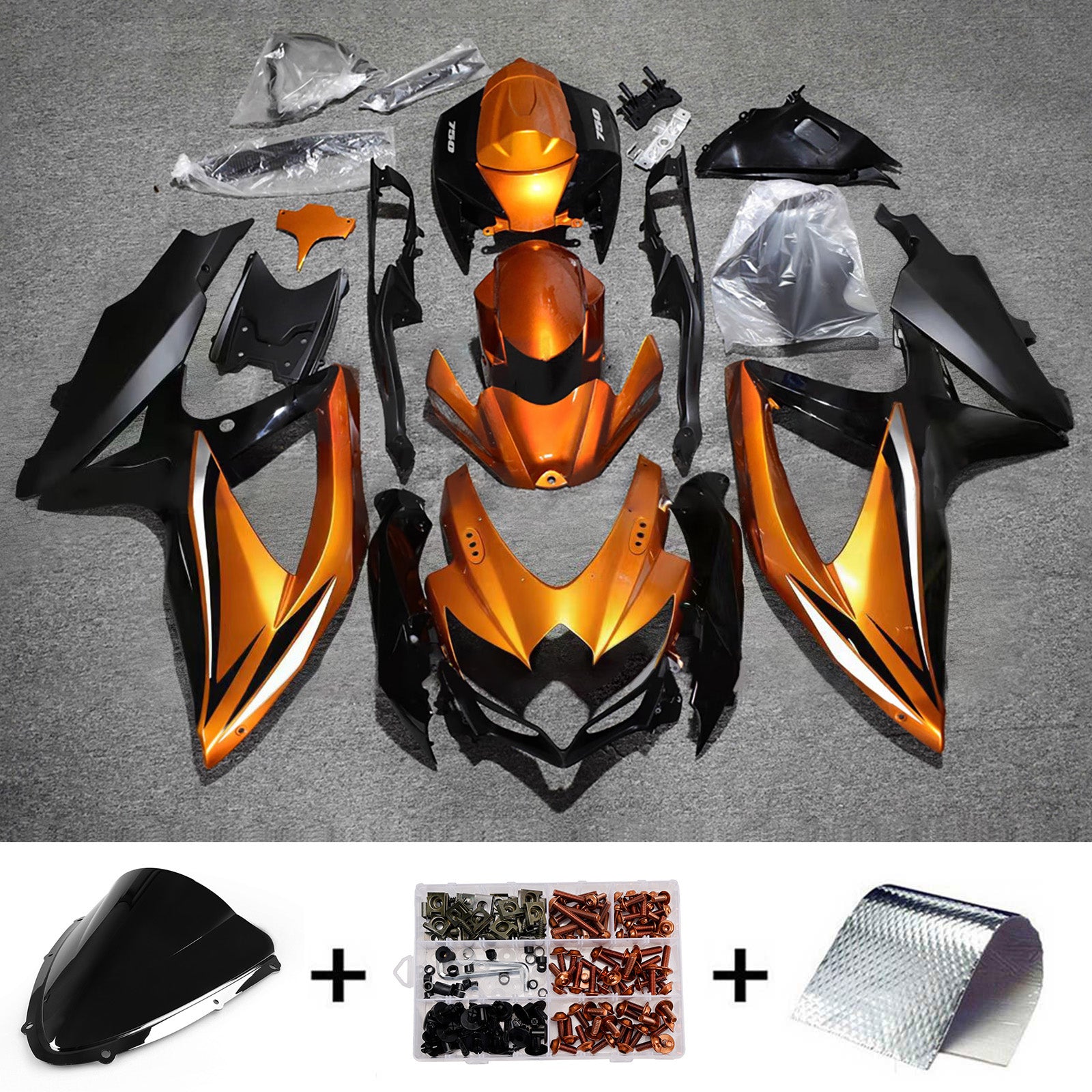 Amotopart 2008-2010 Suzuki GSXR 600/750 Orange Black White Fairing Kit
