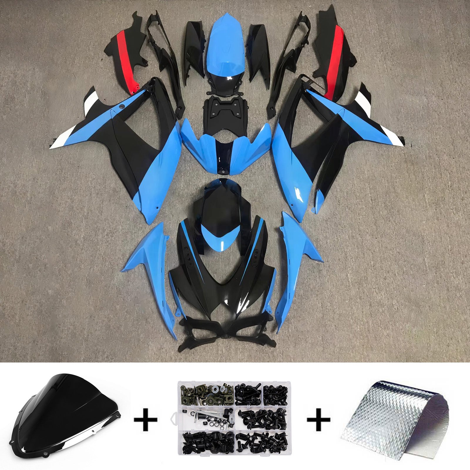 Amotopart 2008-2010 Suzuki GSXR 600/750 Blue Black Fairing Kit