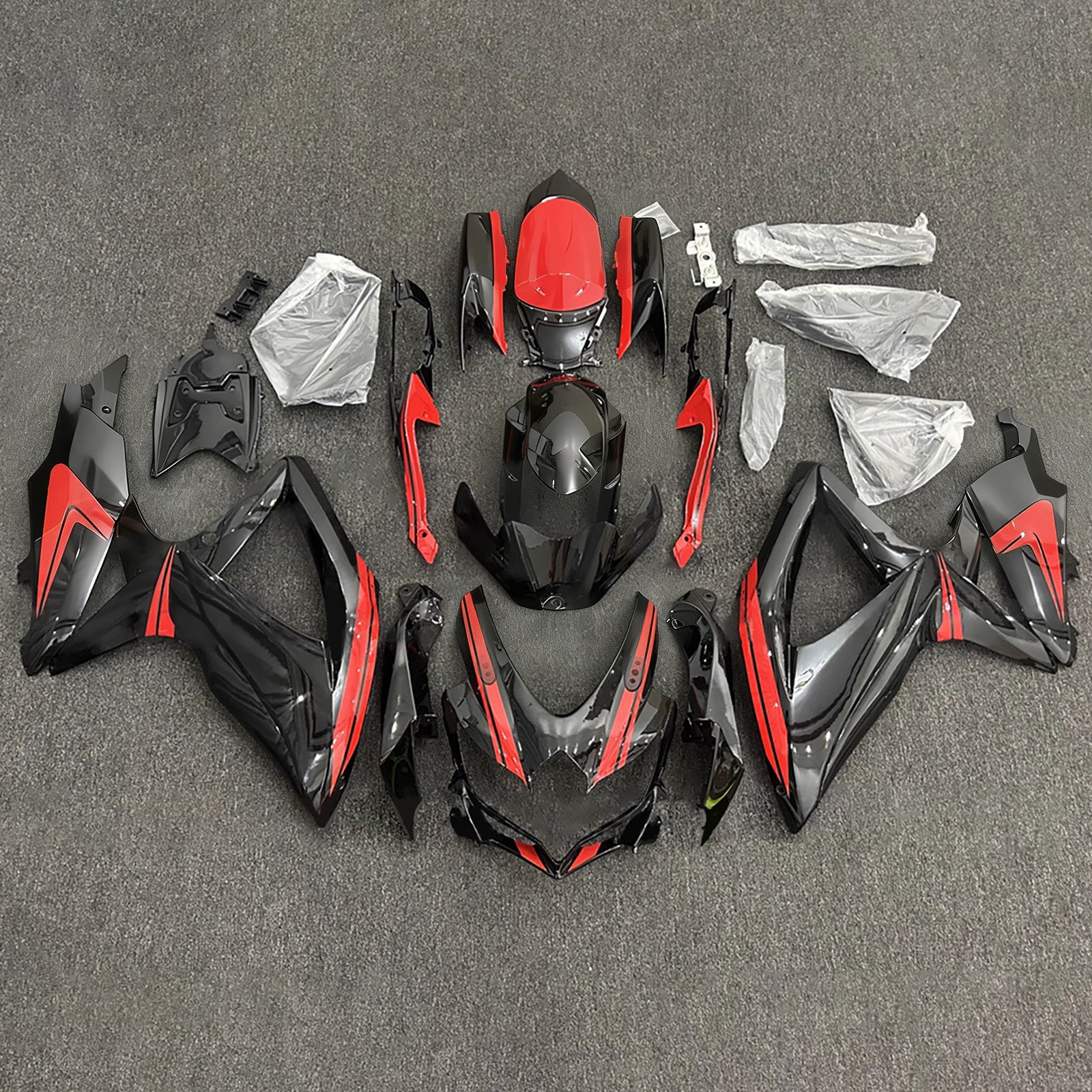 Amotopart 2008-2010 Suzuki GSXR 600/750 Black Red Fairing Kit