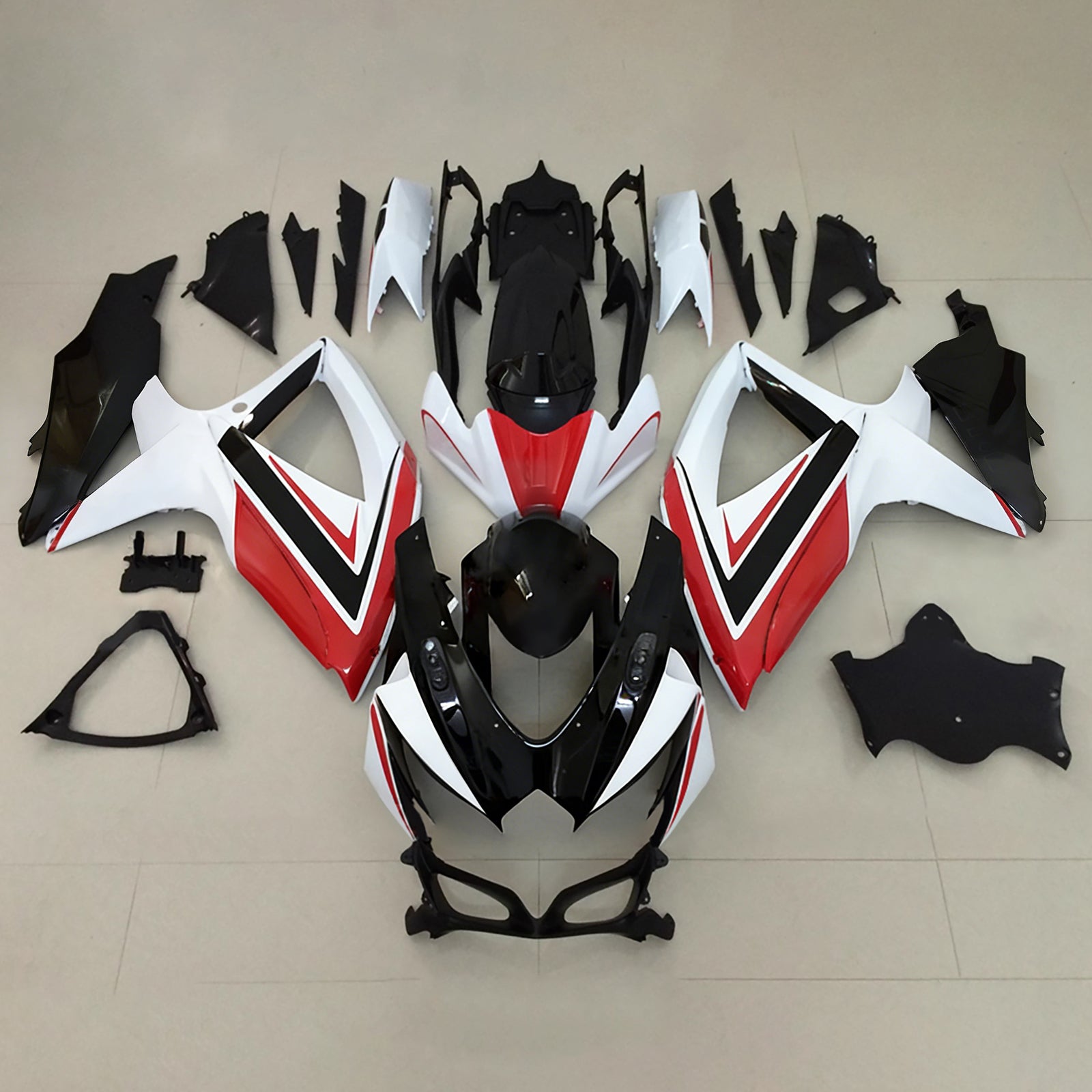 Amotopart 2008-2010 Suzuki GSXR 600/750 Black White Red Fairing Kit