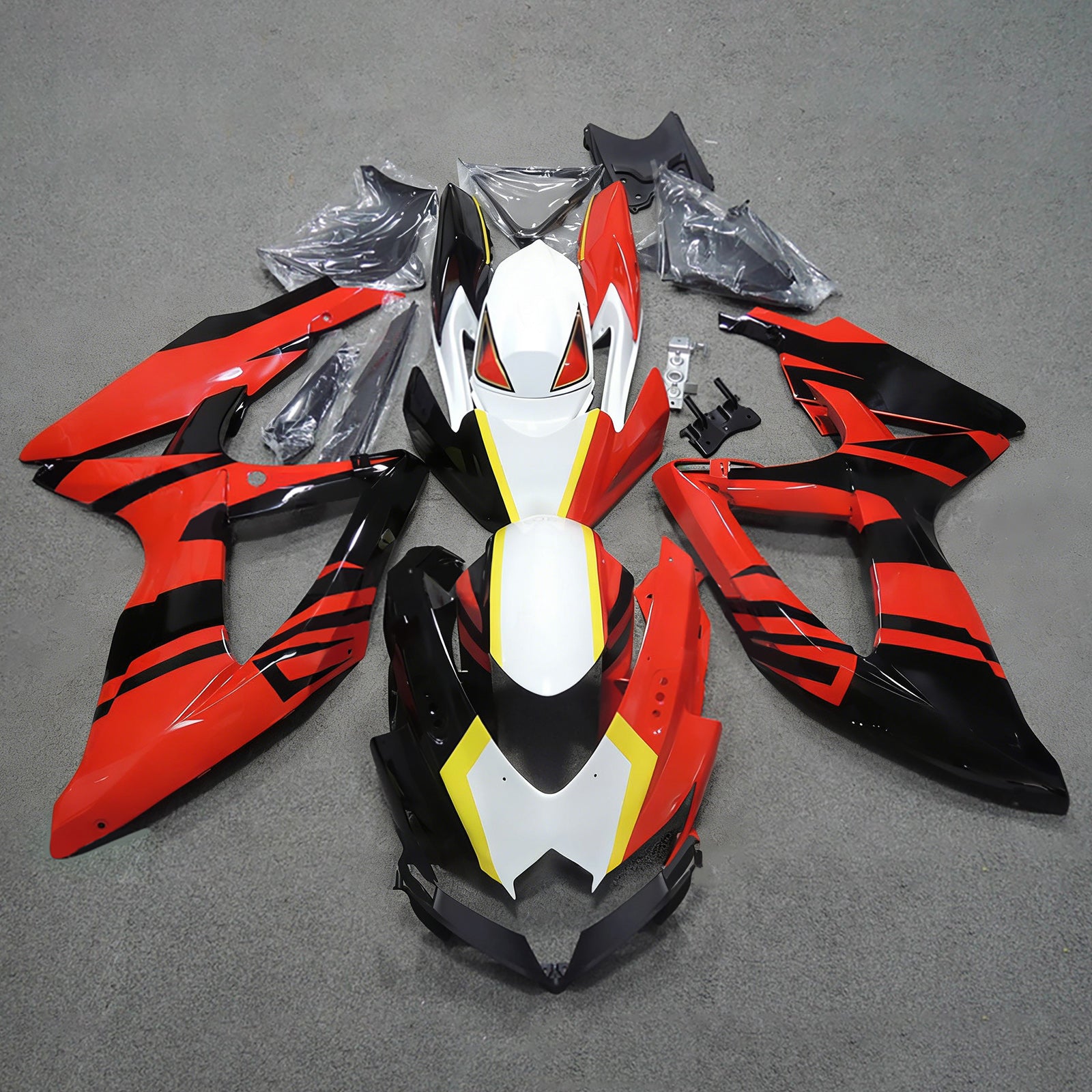 Amotopart 2008-2010 Suzuki GSXR 600/750 Red Black White Fairing Kit