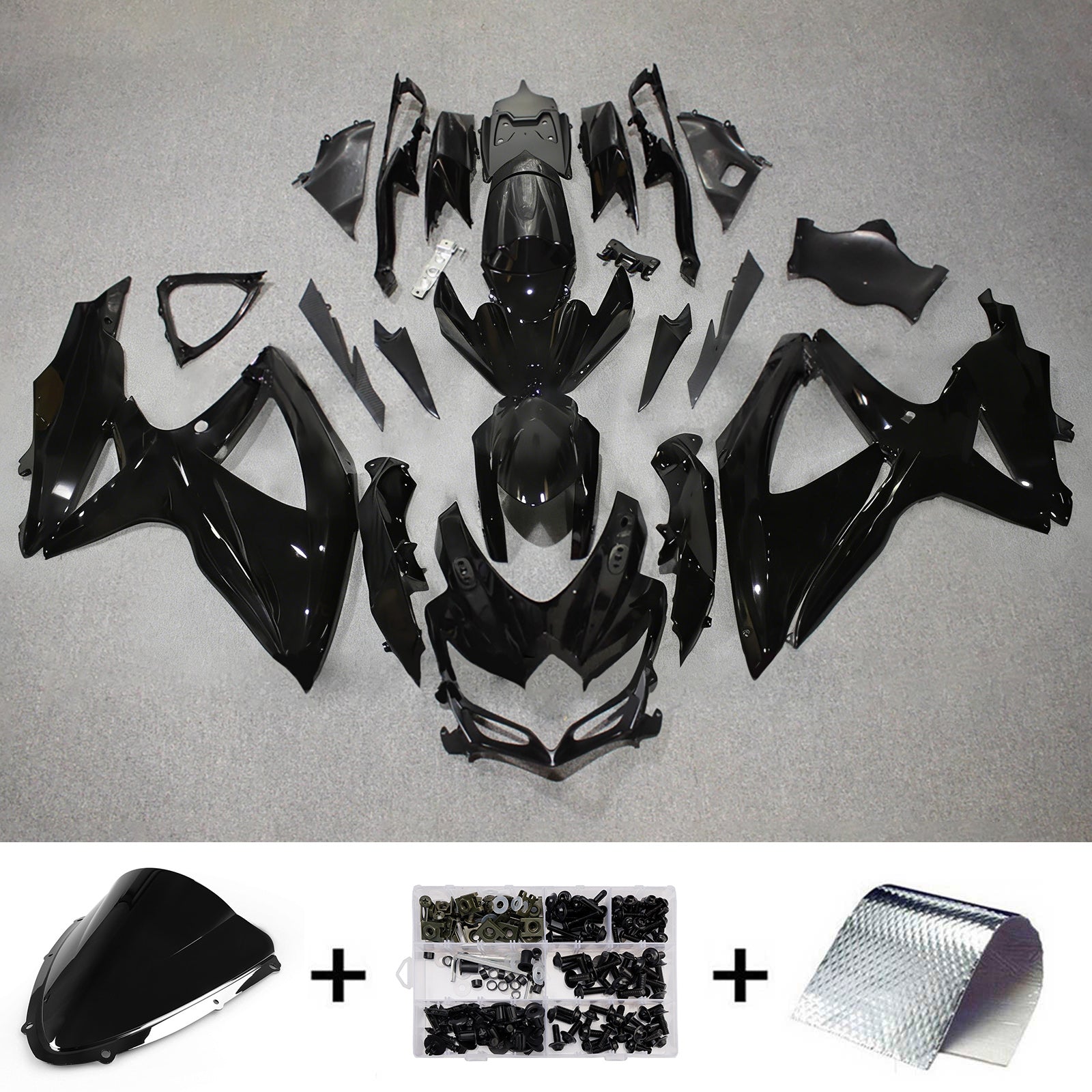 Amotopart 2008-2010 Suzuki GSXR 600/750 Black Gold Fairing Kit