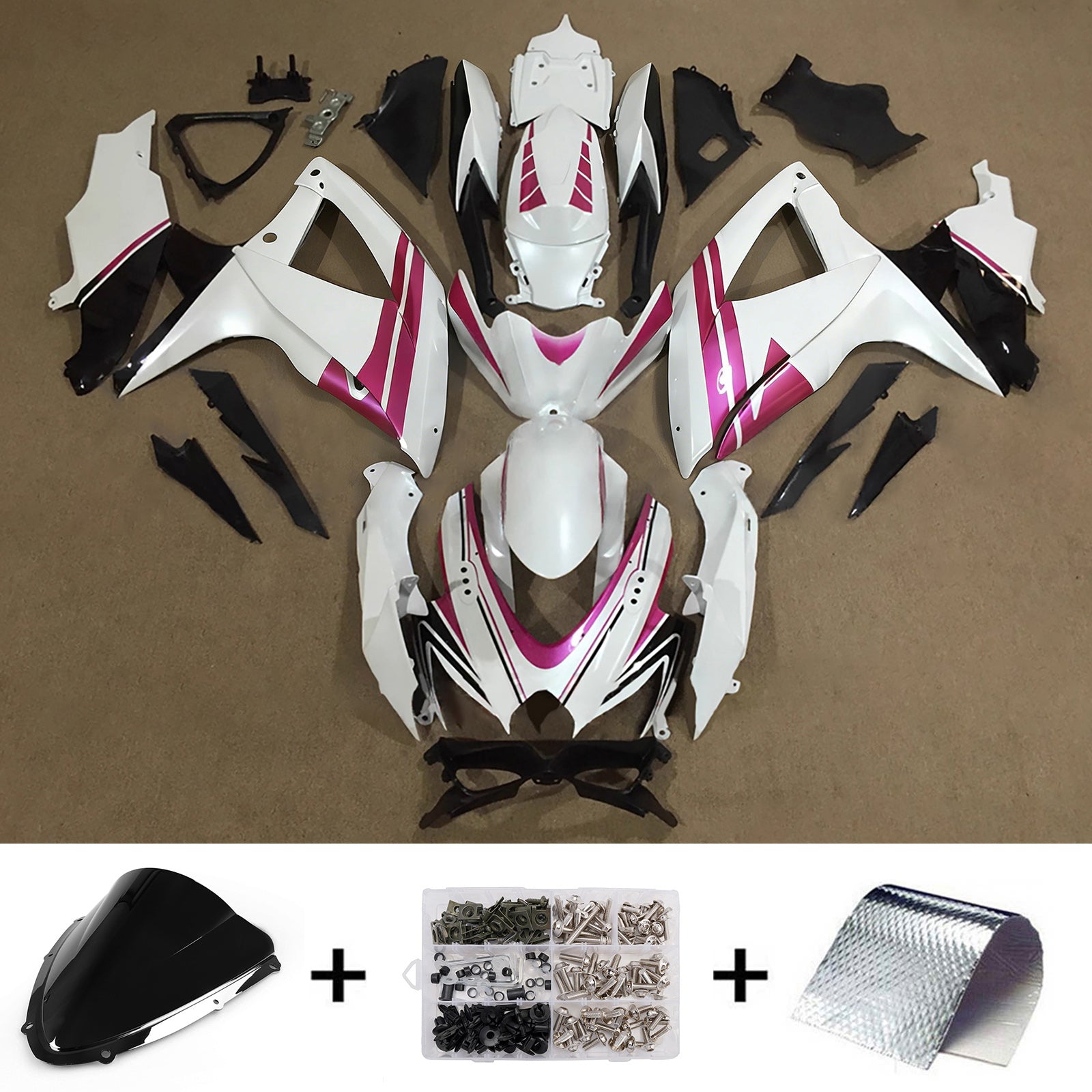 Amotopart 2008-2010 Suzuki GSXR 600/750 White Black Purple Fairing Kit