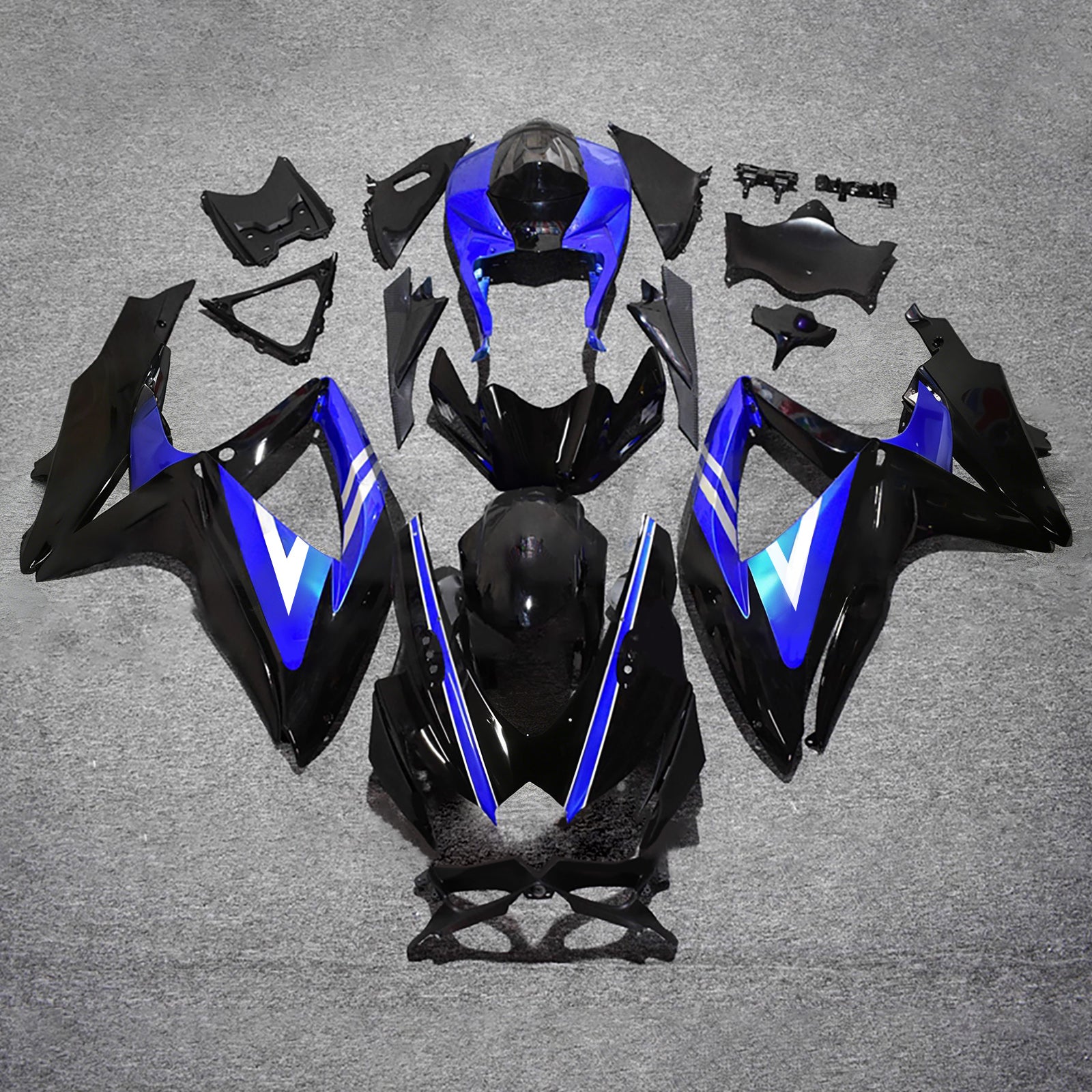 Amotopart 2008-2010 Suzuki GSXR 600/750 Black Blue Fairing Kit