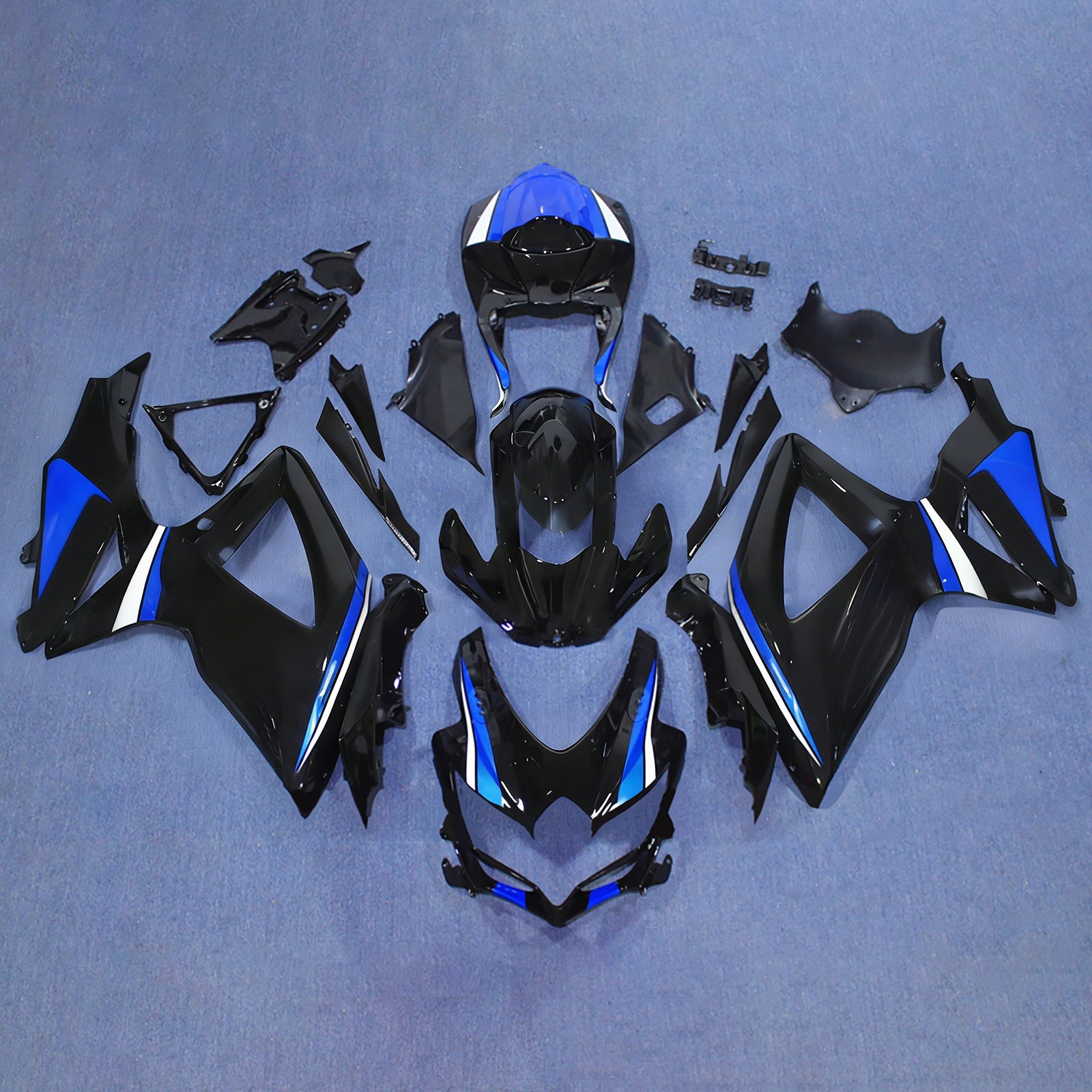 Amotopart 2008-2010 Suzuki GSXR 600/750 Black White Blue Fairing Kit