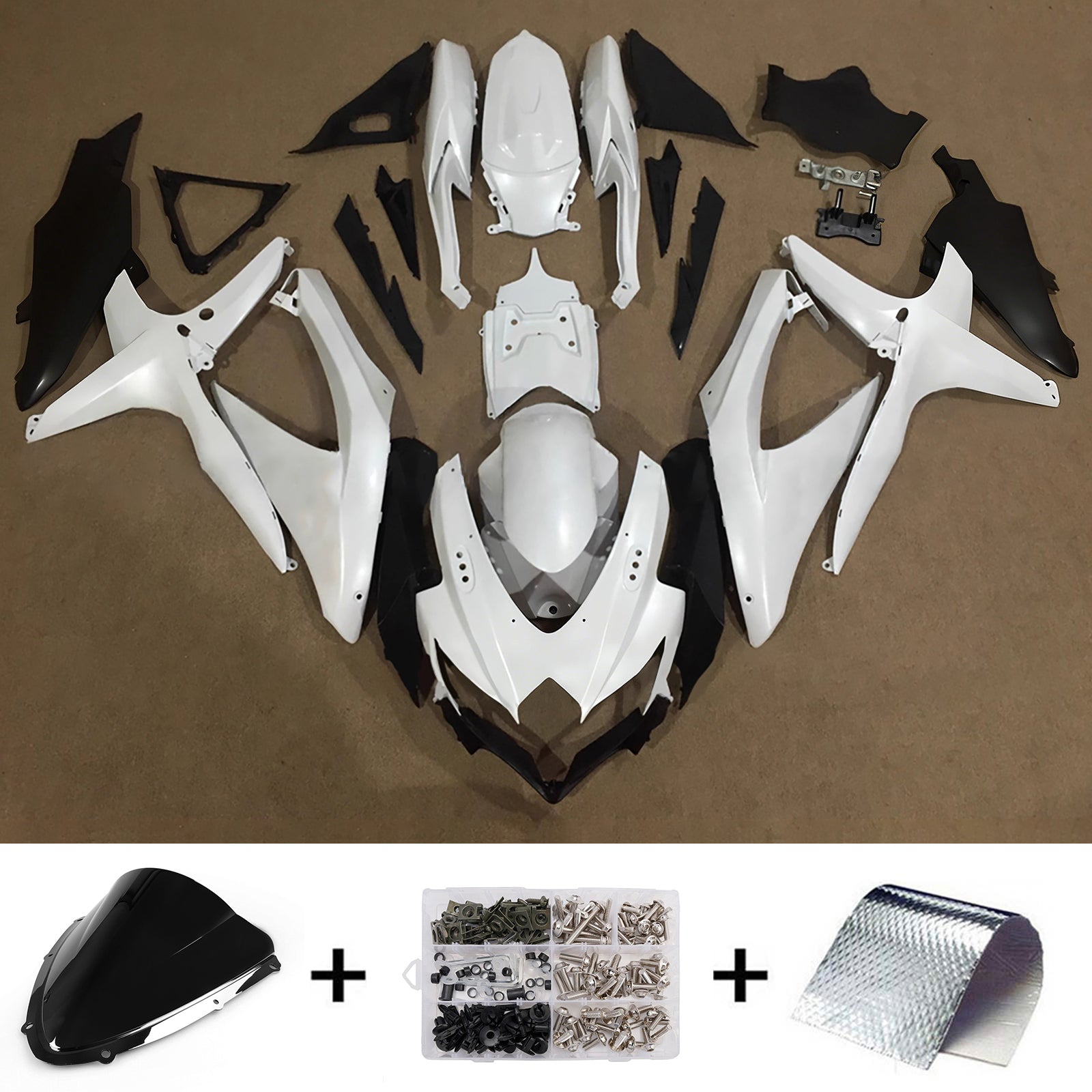 Amotopart 2008-2010 Suzuki GSXR 600/750 bílá černá sada kapotáže