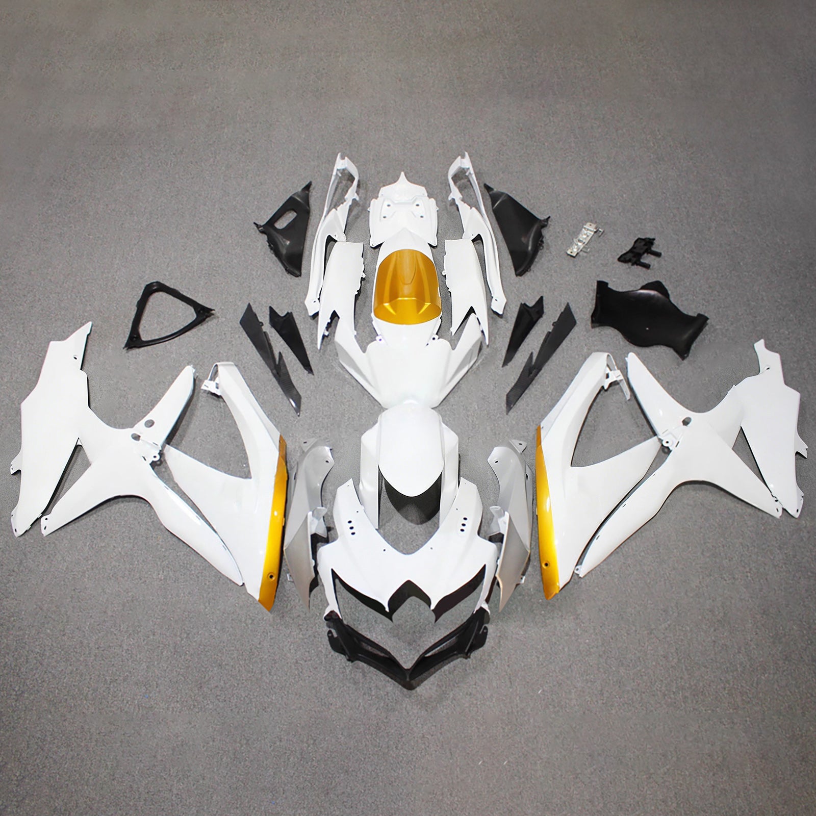 Amotopart 2008-2010 Suzuki GSXR 600/750 White Gold Fairing Kit