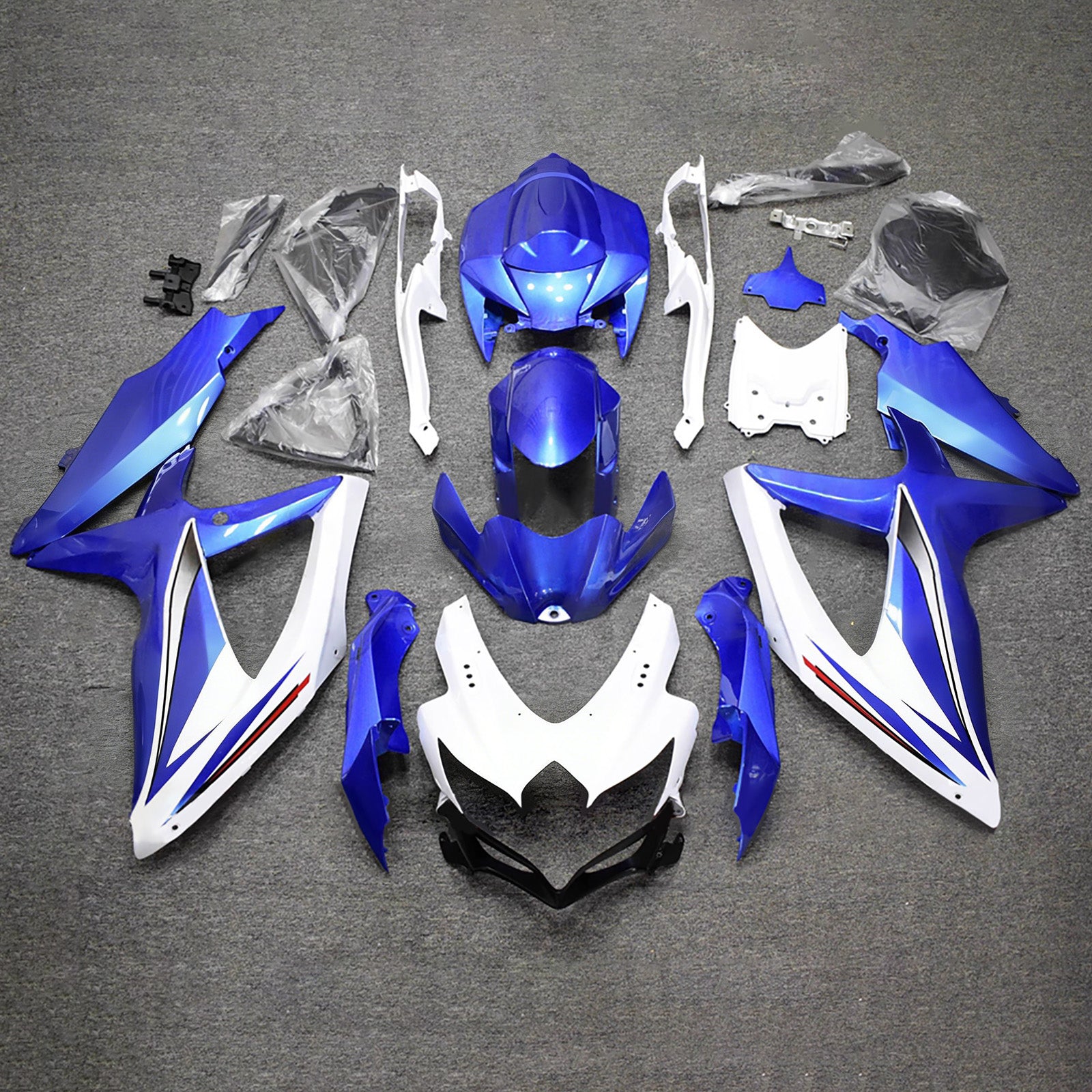 Amotopart 2008-2010 Suzuki GSXR 600/750 Blue White Fairing Kit