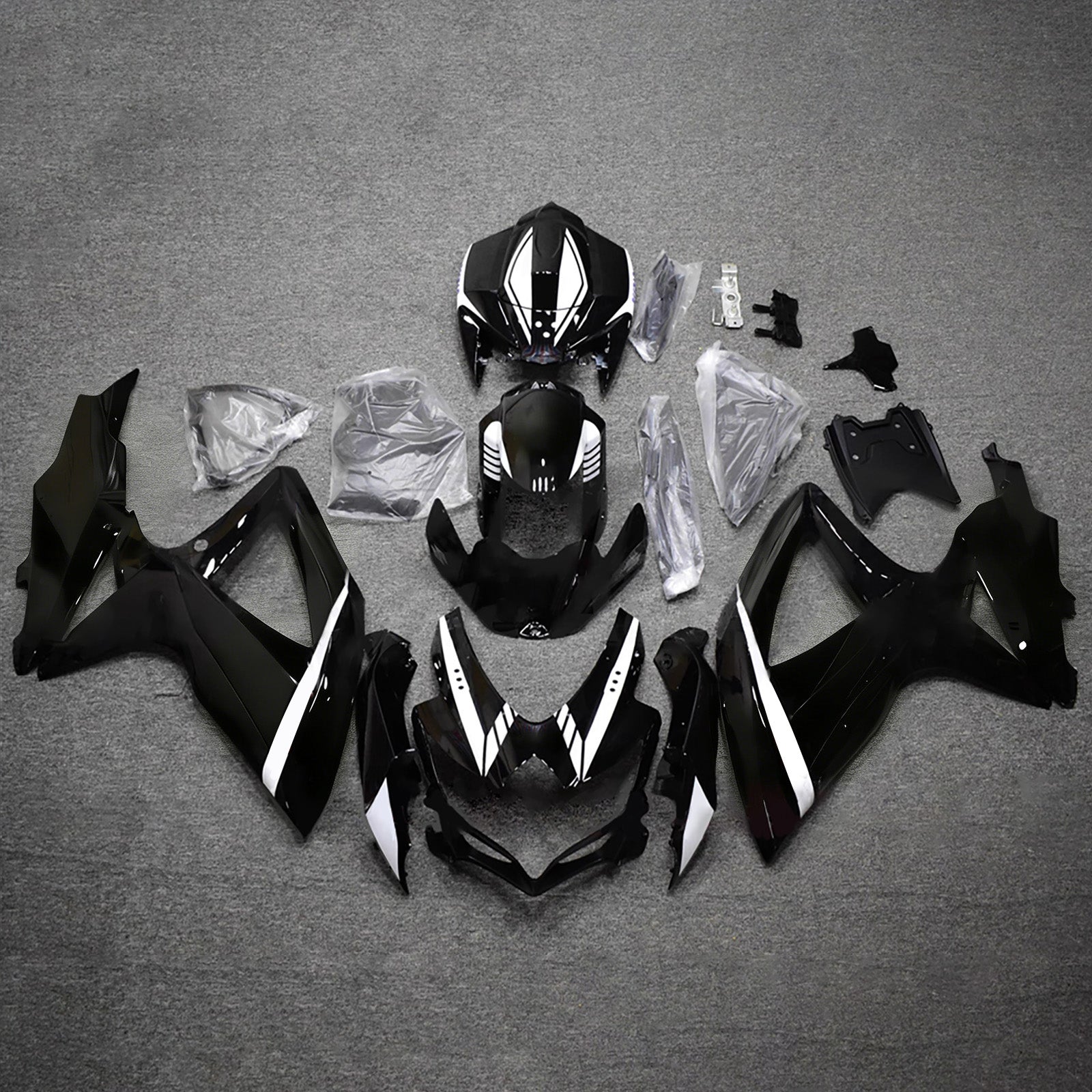 Amotopart 2008-2010 Suzuki GSXR 600/750 Black White Fairing Kit