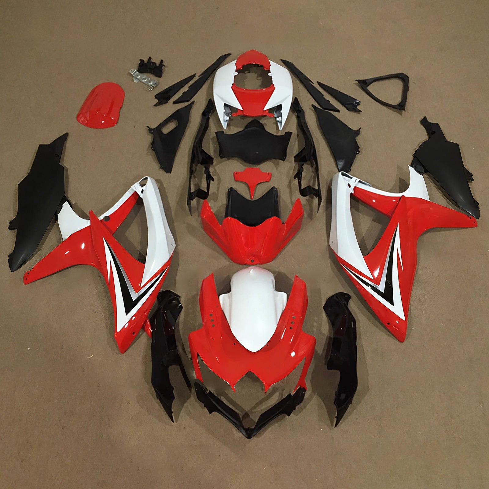 Amotopart 2008-2010 Suzuki GSXR 600/750 Red White Black Fairing Kit