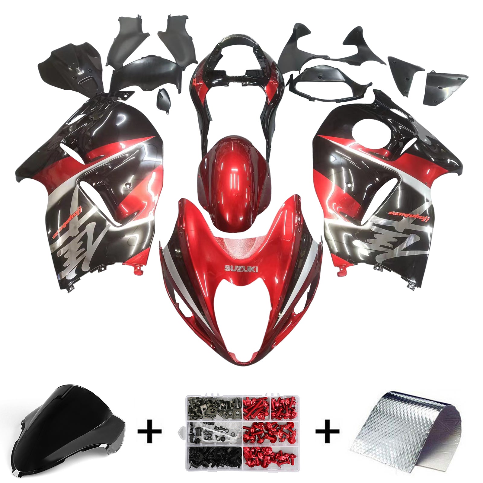 Amotopart Verkleidung für Suzuki Hayabusa GSX1300R (1999–2007) – Schwarz&Rotes Trikot