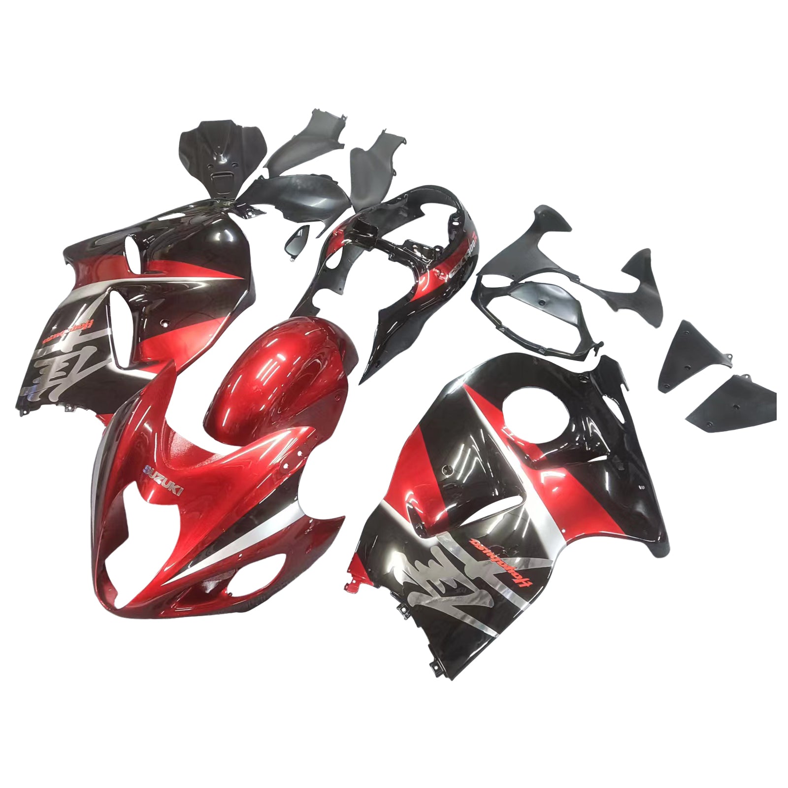 Amotopart Verkleidungsset für Suzuki Hayabusa GSX1300R 1999–2007, G-Schwarz und Rot