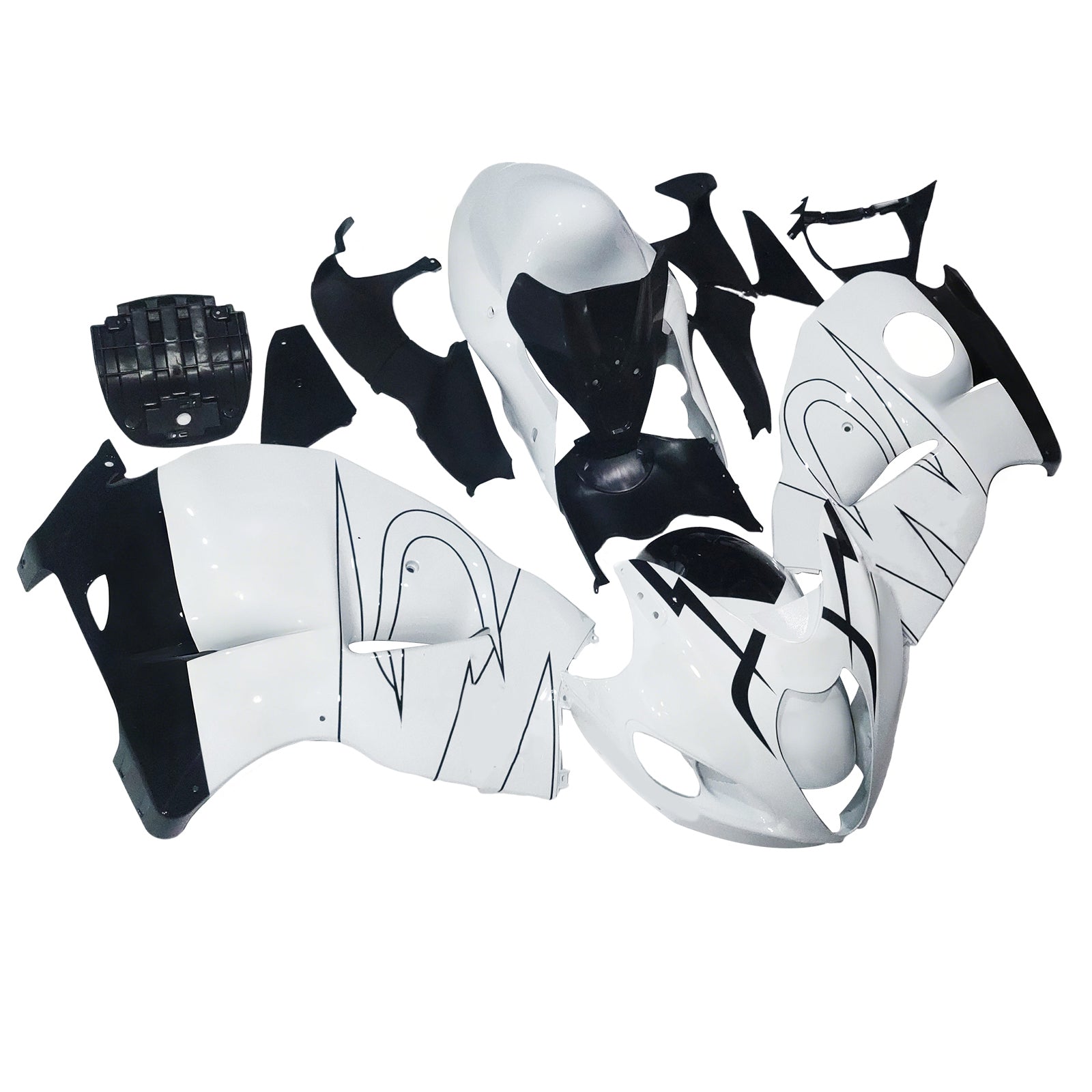 Amotopart 1999-2007 Suzuki GSX1300R Fairing White & Black Kit