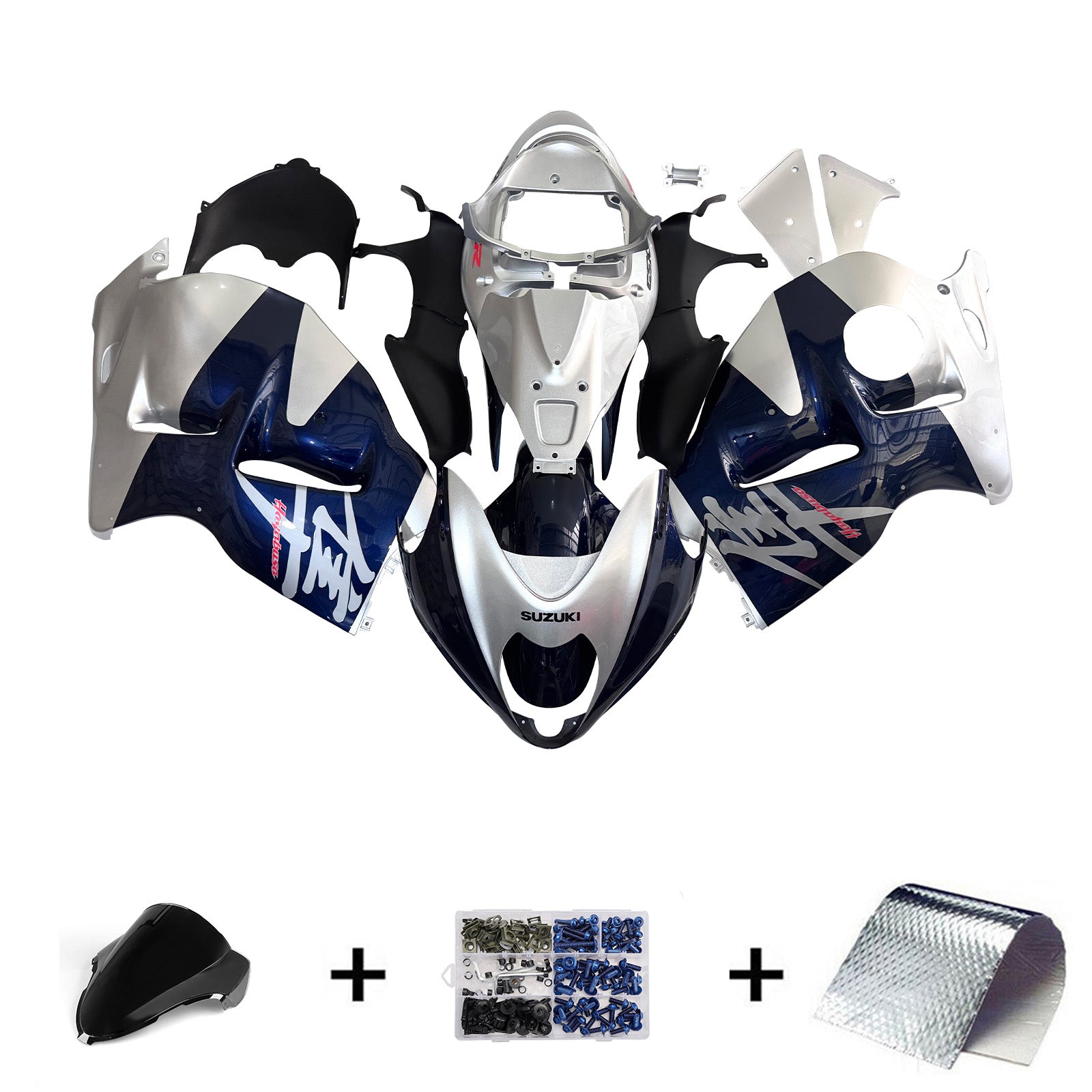 Amotopart 1999-2007 Suzuki GSX1300R Fairing G-Sliver&Blue Kit