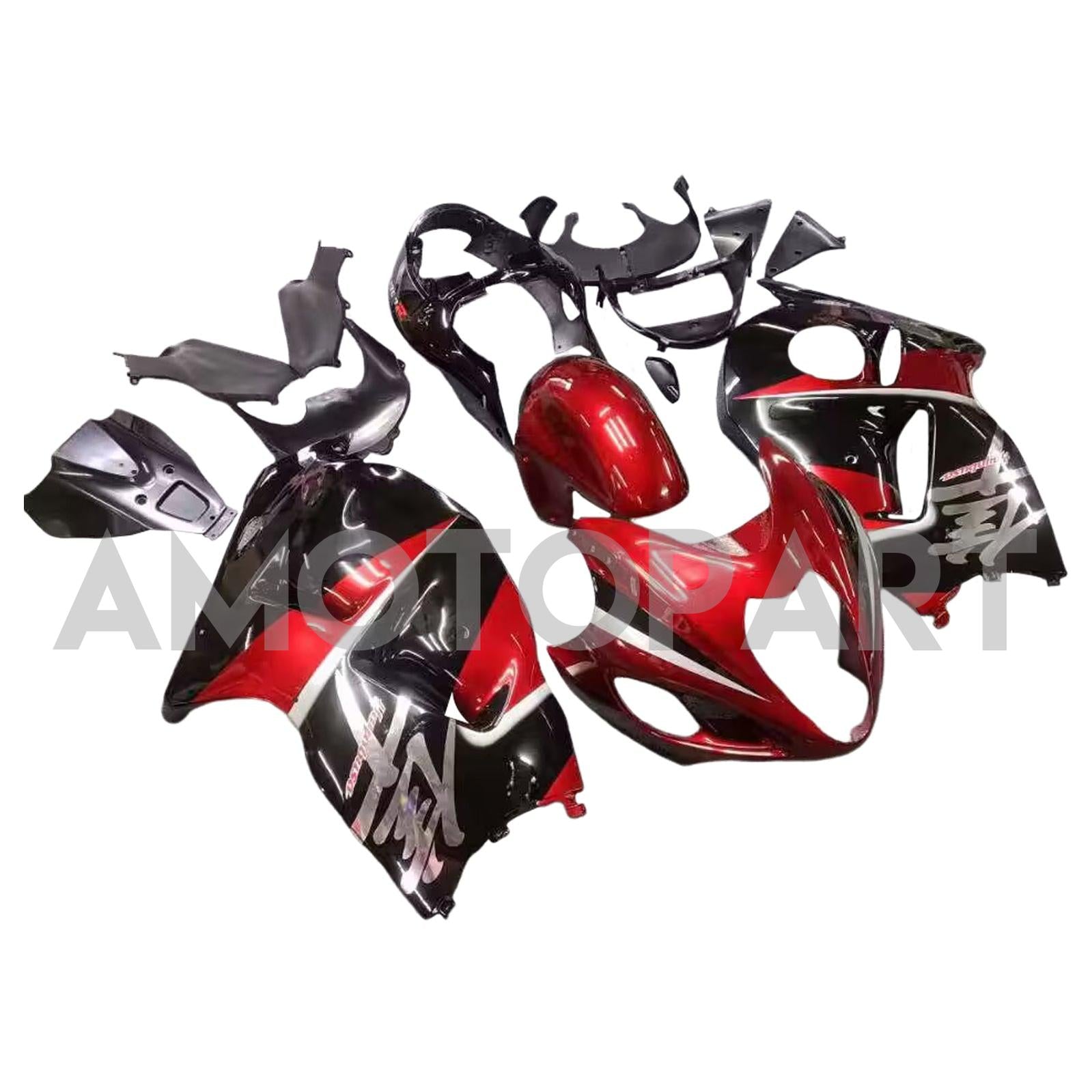 Amotopart Suzuki Hayabusa GSXR1300 1999-2007 G-Schwarz&Rotes Kit