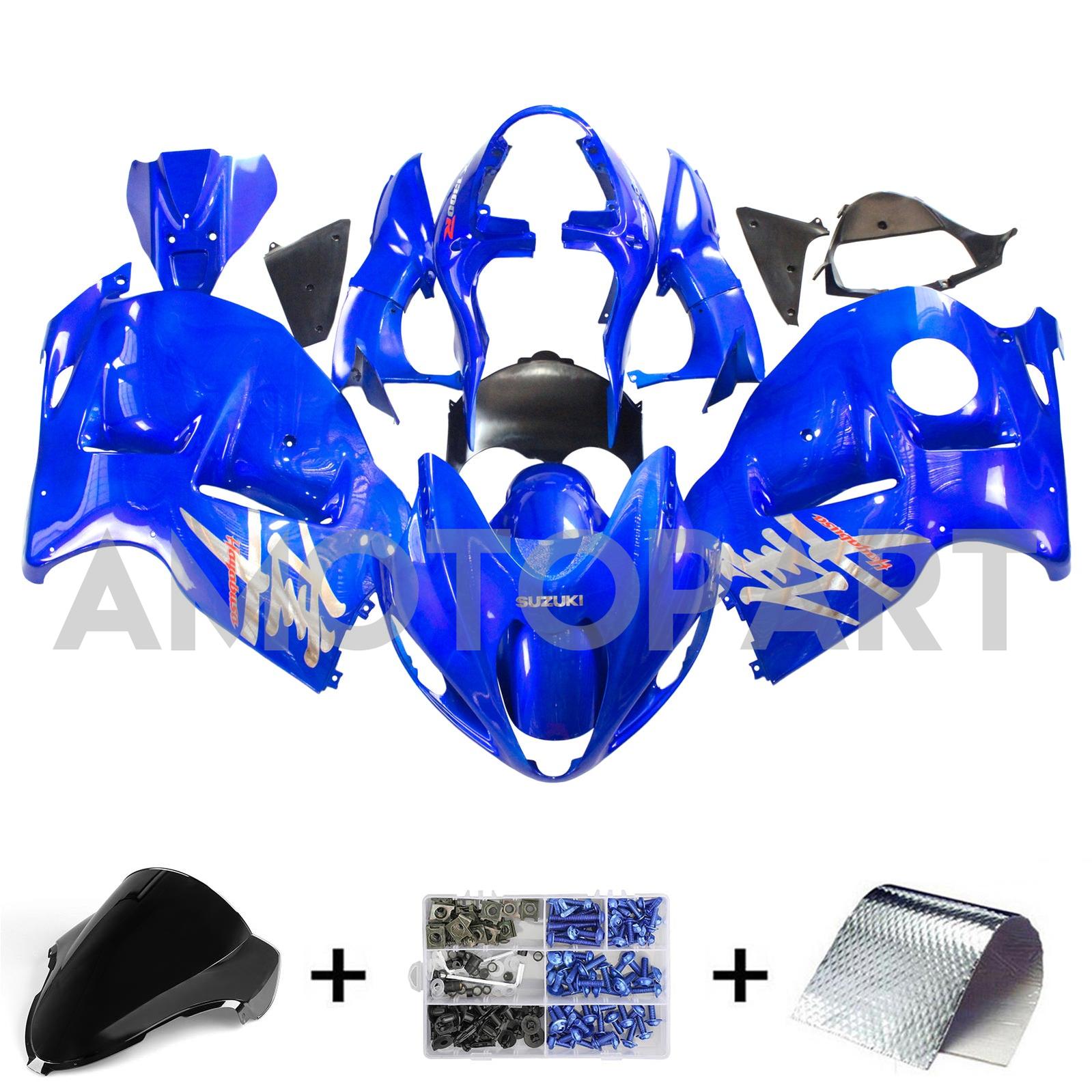 Amotopart 1999-2007 Suzuki Hayabusa GSX1300R Fairing Blue&Letter Kit