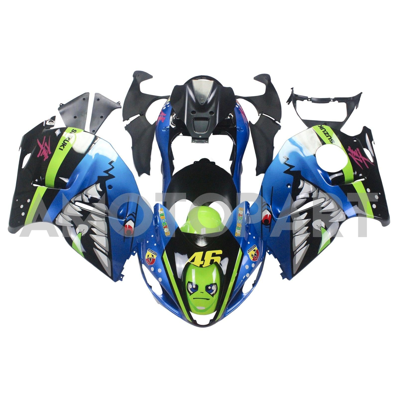 Amotopart 1999-2007 Suzuki Hayabusa GSX1300R Fairing Blue&Green Kit