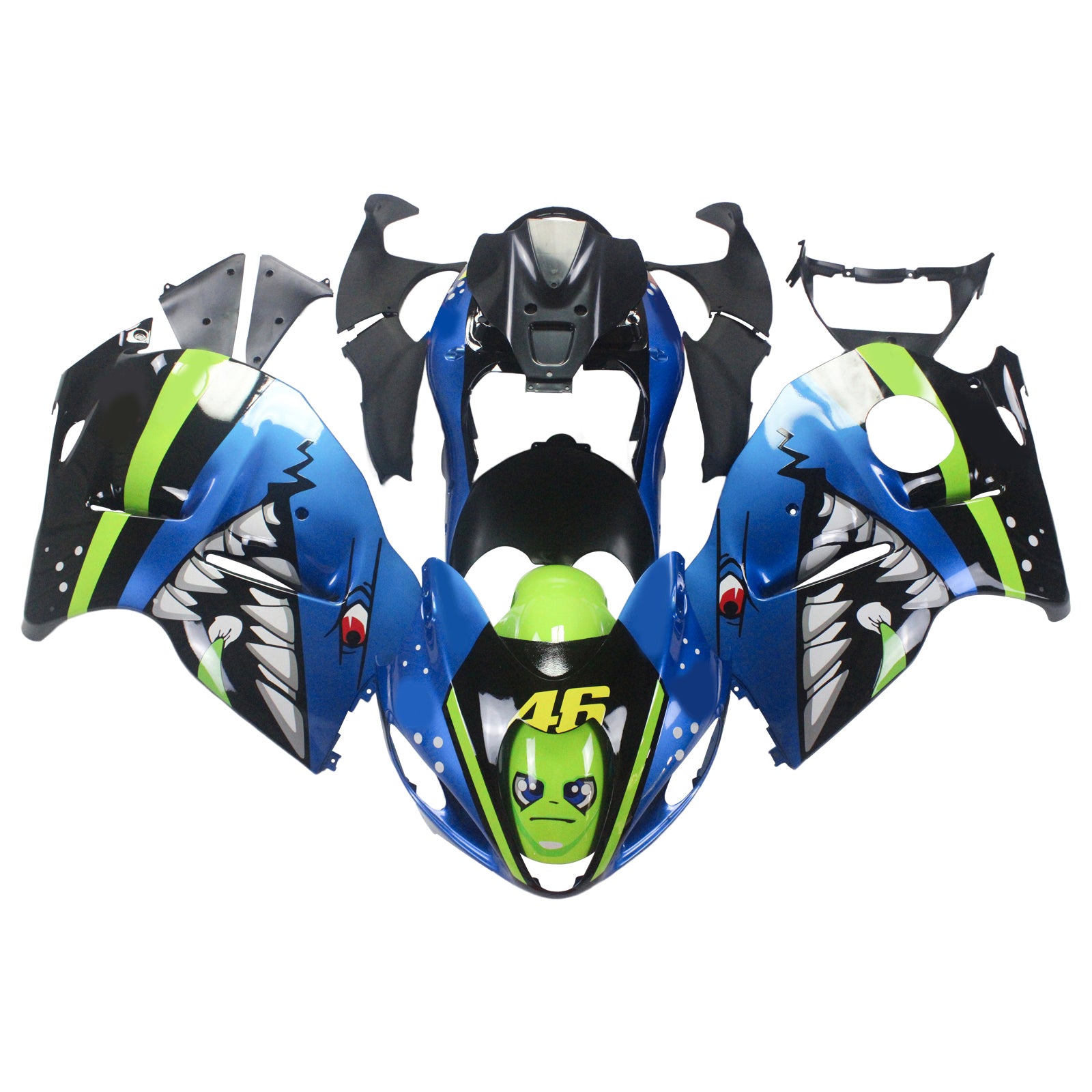 Amotopart 1999-2007 Suzuki Hayabusa GSX1300R FARION Blue & Green Kit