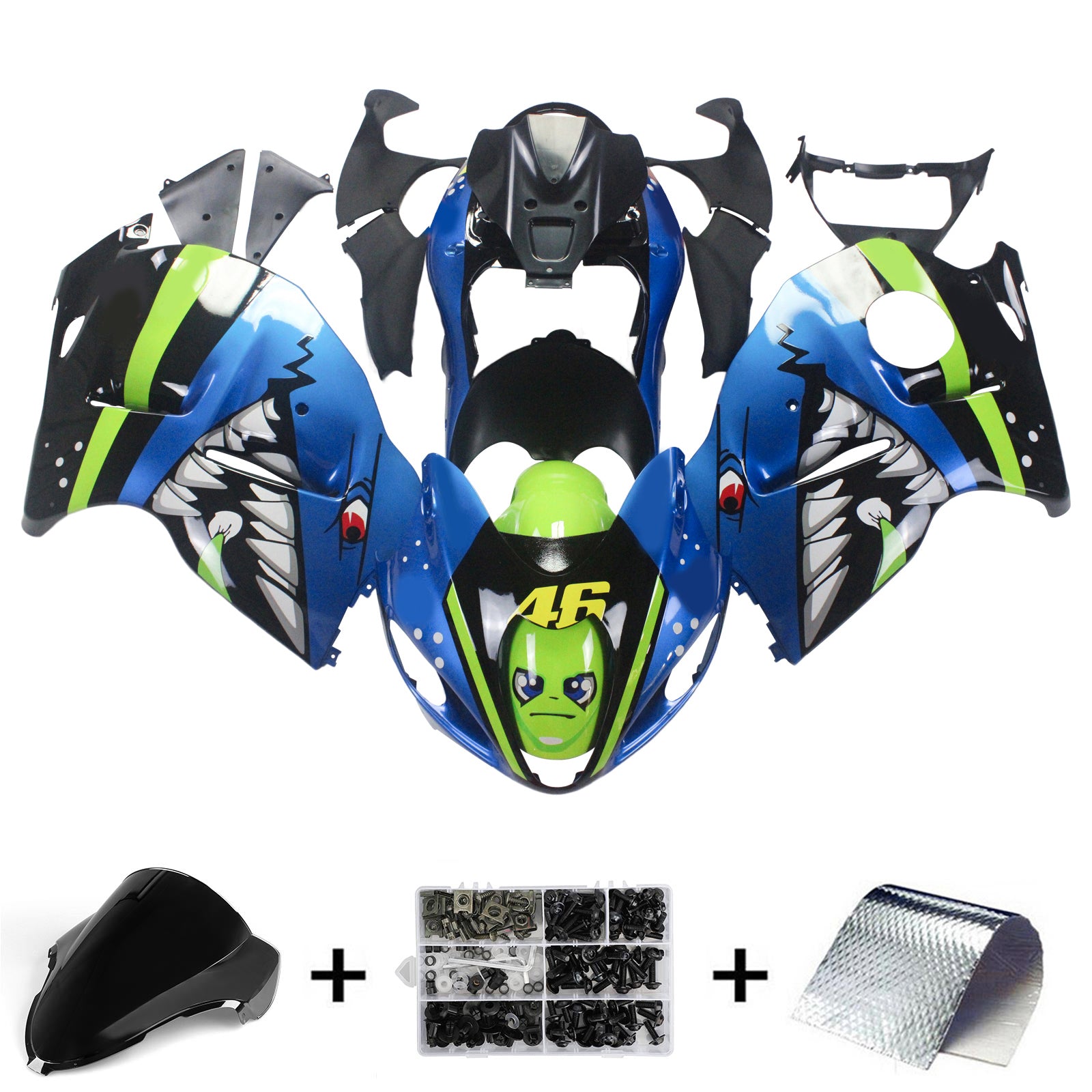 Amotopart 1999-2007 Suzuki Hayabusa GSX1300R FARION Blue & Green Kit