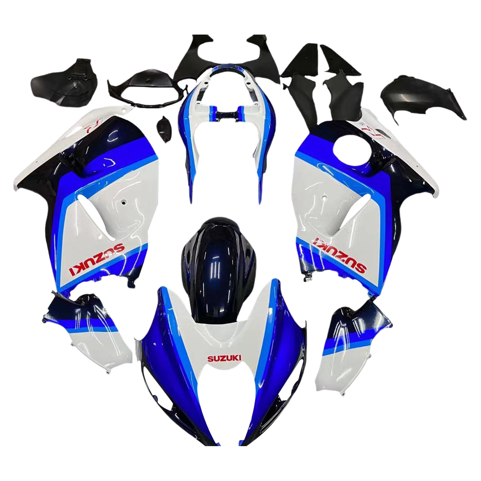 Amotopart 1999-2007 Suzuki Hayabusa GSX1300R Kit de carénage bleu et blanc