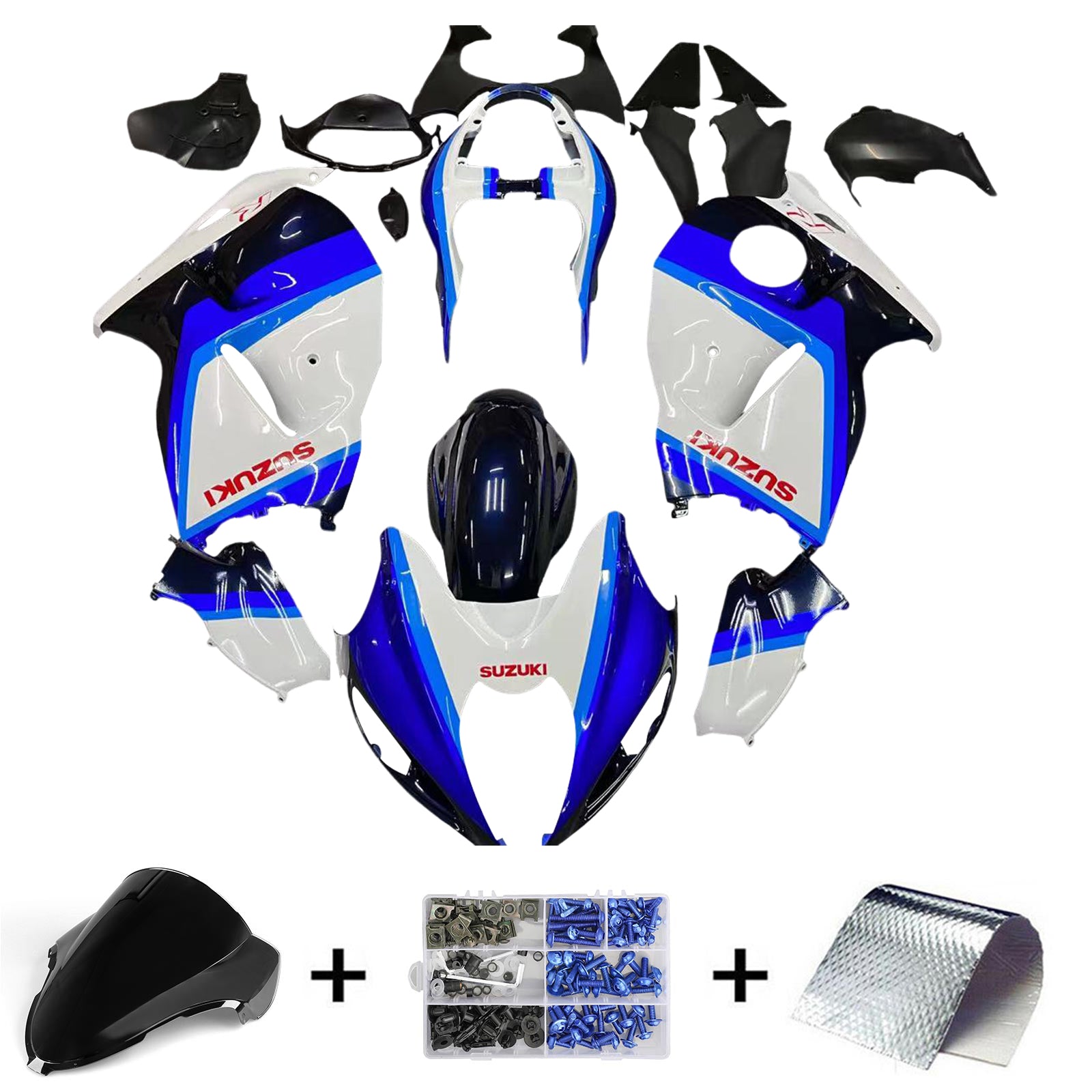 Amotopart Kit carena blu e bianco Suzuki Hayabusa GSX1300R 1999-2007