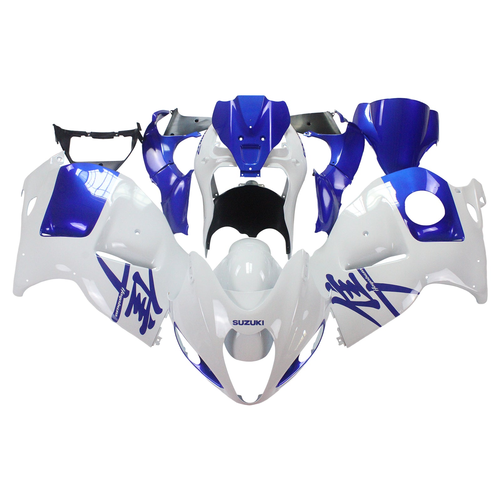 Amotopart 1999–2007 Suzuki Hayabusa GSX1300R Verkleidungsset in Weiß und Blau