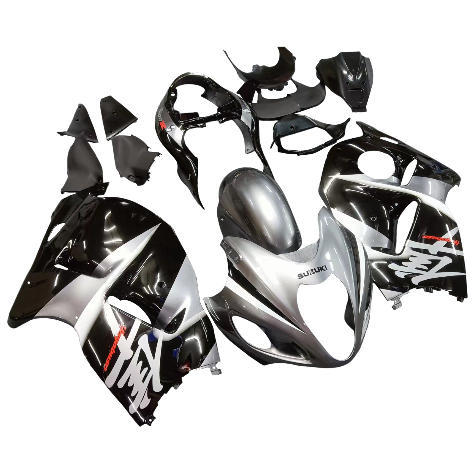 Amotopart 1999–2007 Suzuki Hayabusa GSX1300R Verkleidungsset in Grau und Schwarz