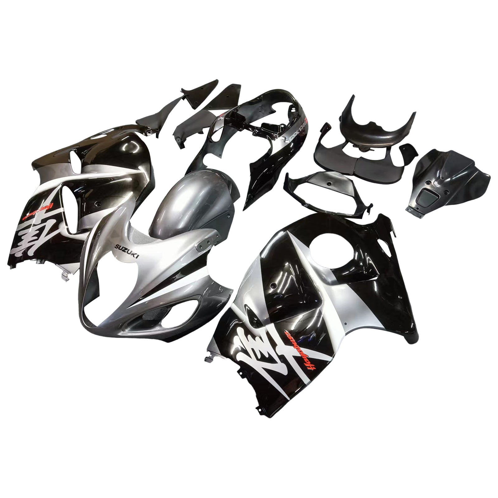 Amotopart 1999-2007 Suzuki Hayabusa GSX1300R Kit carenatura grigio e nero