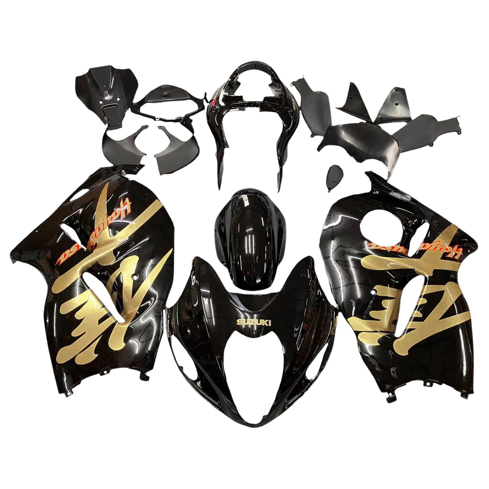 Amotopart 1999–2007 Suzuki Hayabusa GSX1300R Verkleidungsset in Schwarz und Gold