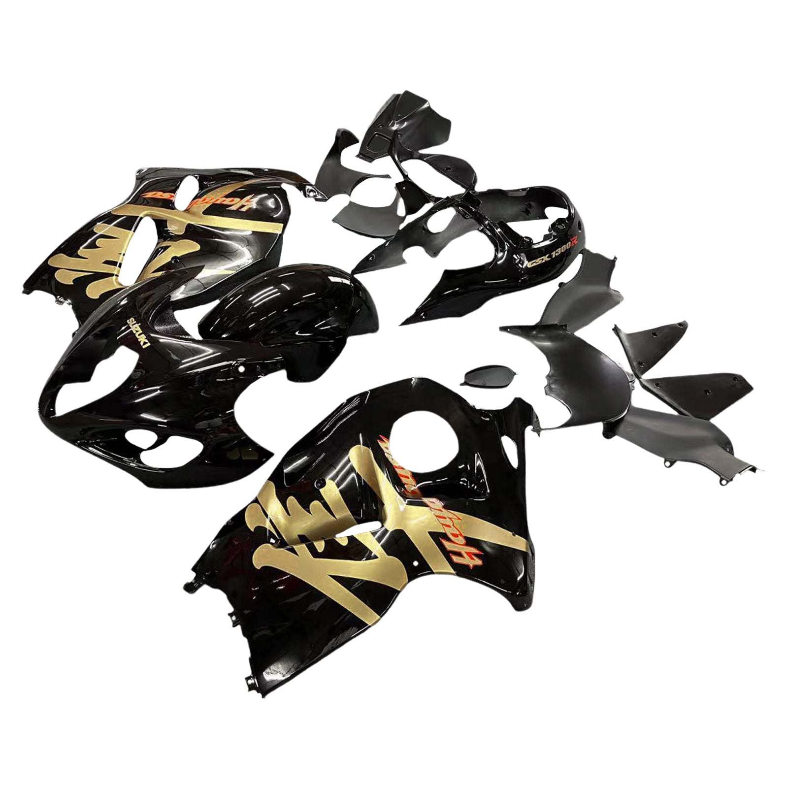 Amotopart 1999-2007 Suzuki Hayabusa GSX1300R Kit de carénage noir et or