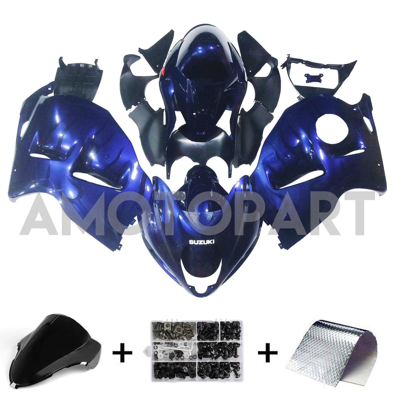 Amotopart 1999-2007 Suzuki Hayabusa GSX1300R Fairing Dark Blue Kit