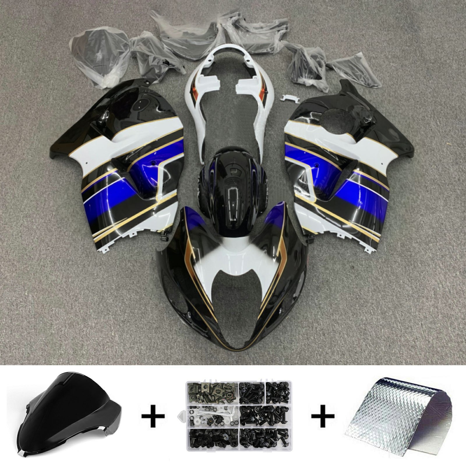 Amotopart 1999-2007 Suzuki Hayabusa GSX1300R Blue&Black Style1 Fairing Kit