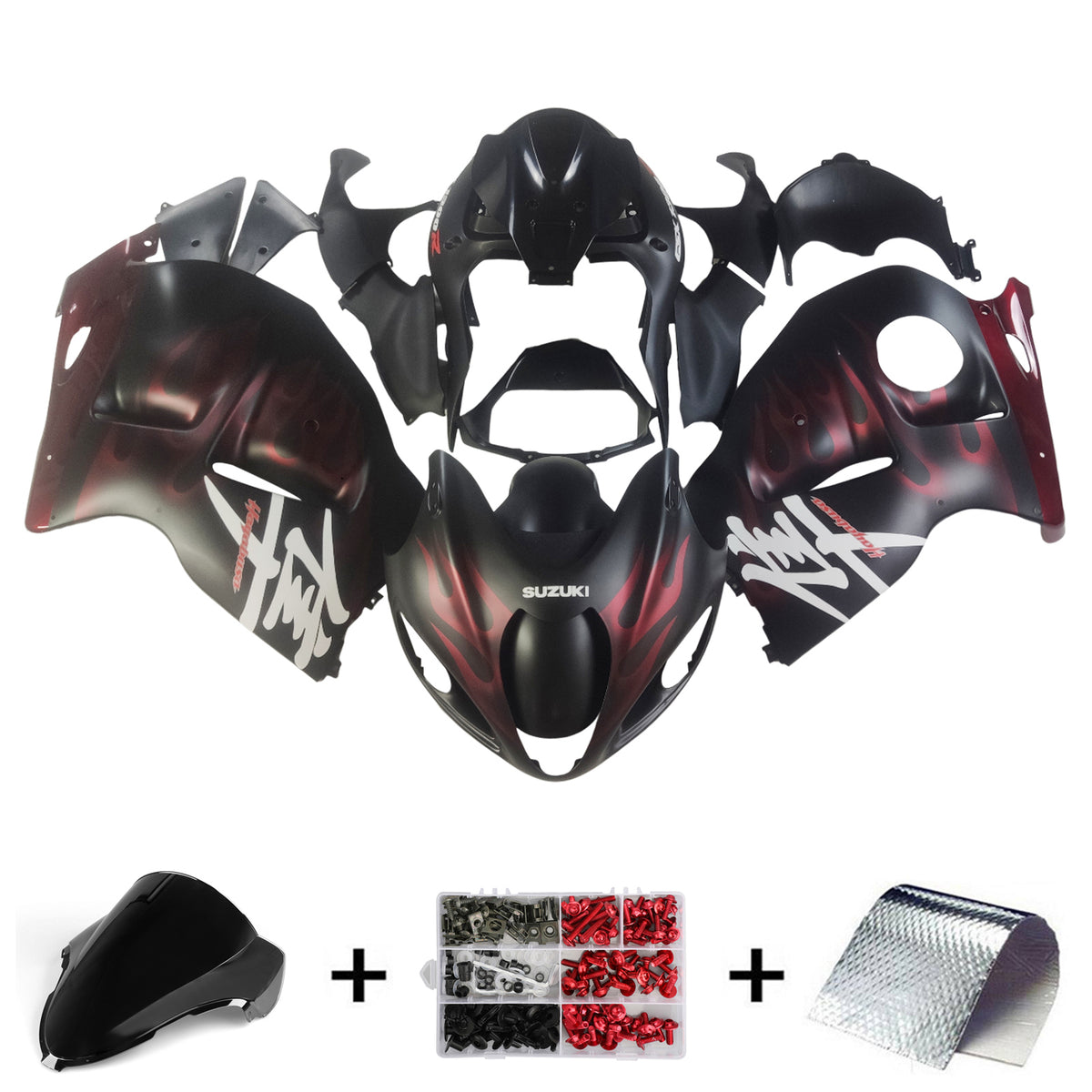 Amotopart 1999-2007 Suzuki GSX1300R Fairing Red&Black Kit