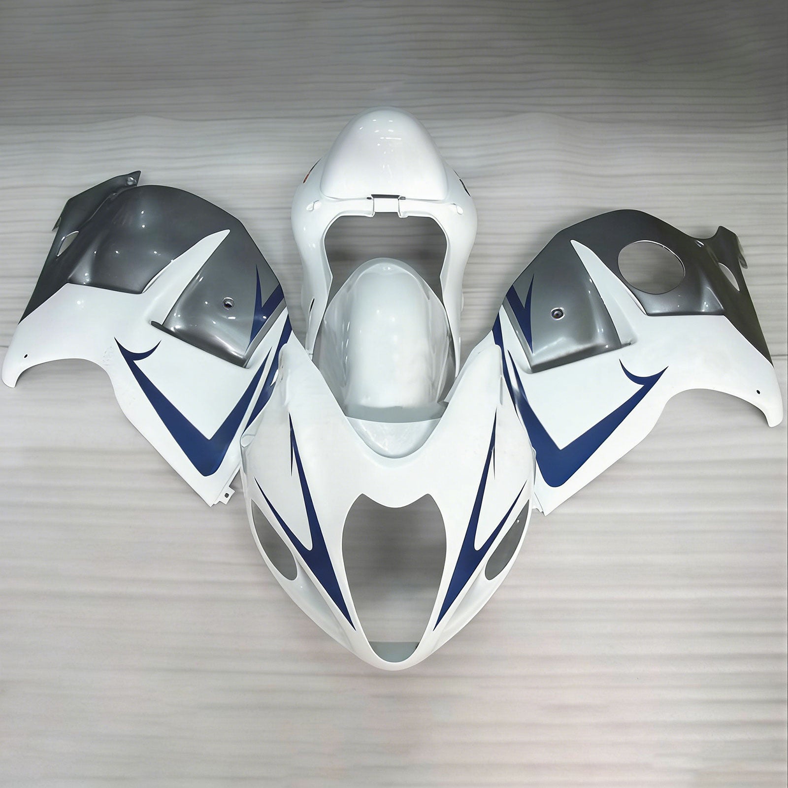 Amotopart 1999-2007 Suzuki Hayabusa GSX1300R White & Blue Accent Fairing Kit