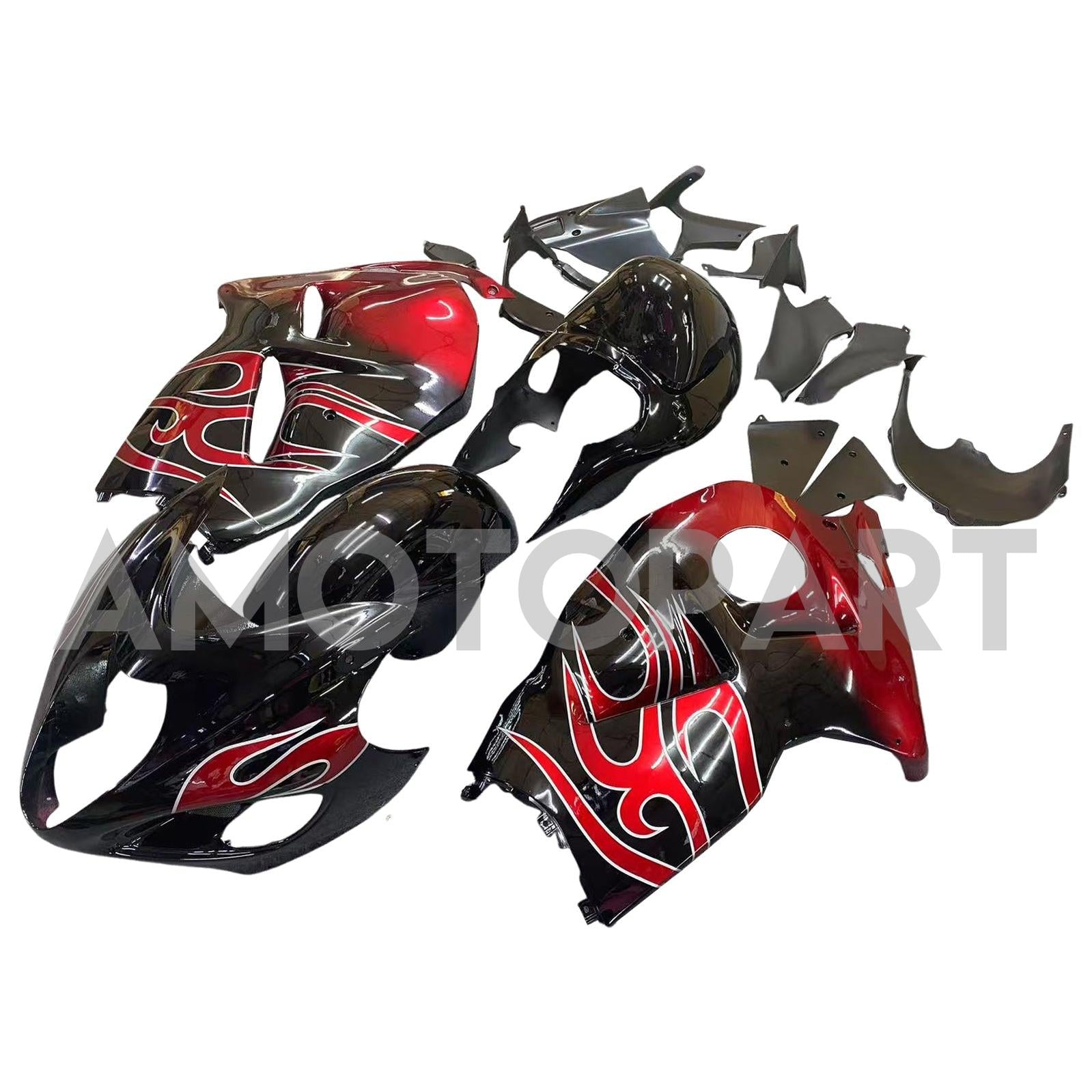 Amotopart 1999–2007 Suzuki Hayabusa GSX1300R, Rot&Schwarzes Style3-Verkleidungskit