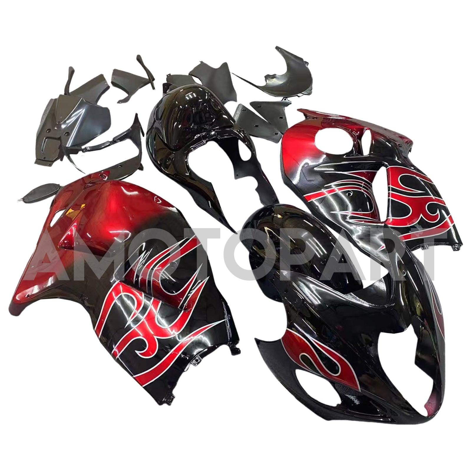 Amotopart 1999–2007 Suzuki Hayabusa GSX1300R, Rot&Schwarzes Style3-Verkleidungskit