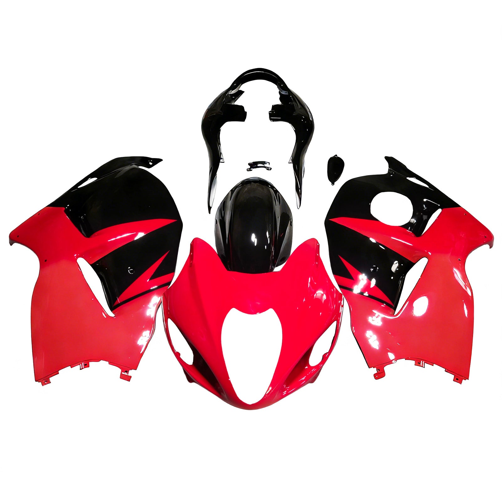 Amotopart 1999-2007 Suzuki Hayabusa GSX1300R Glanzrot&Schwarzes Style1 Verkleidungsset