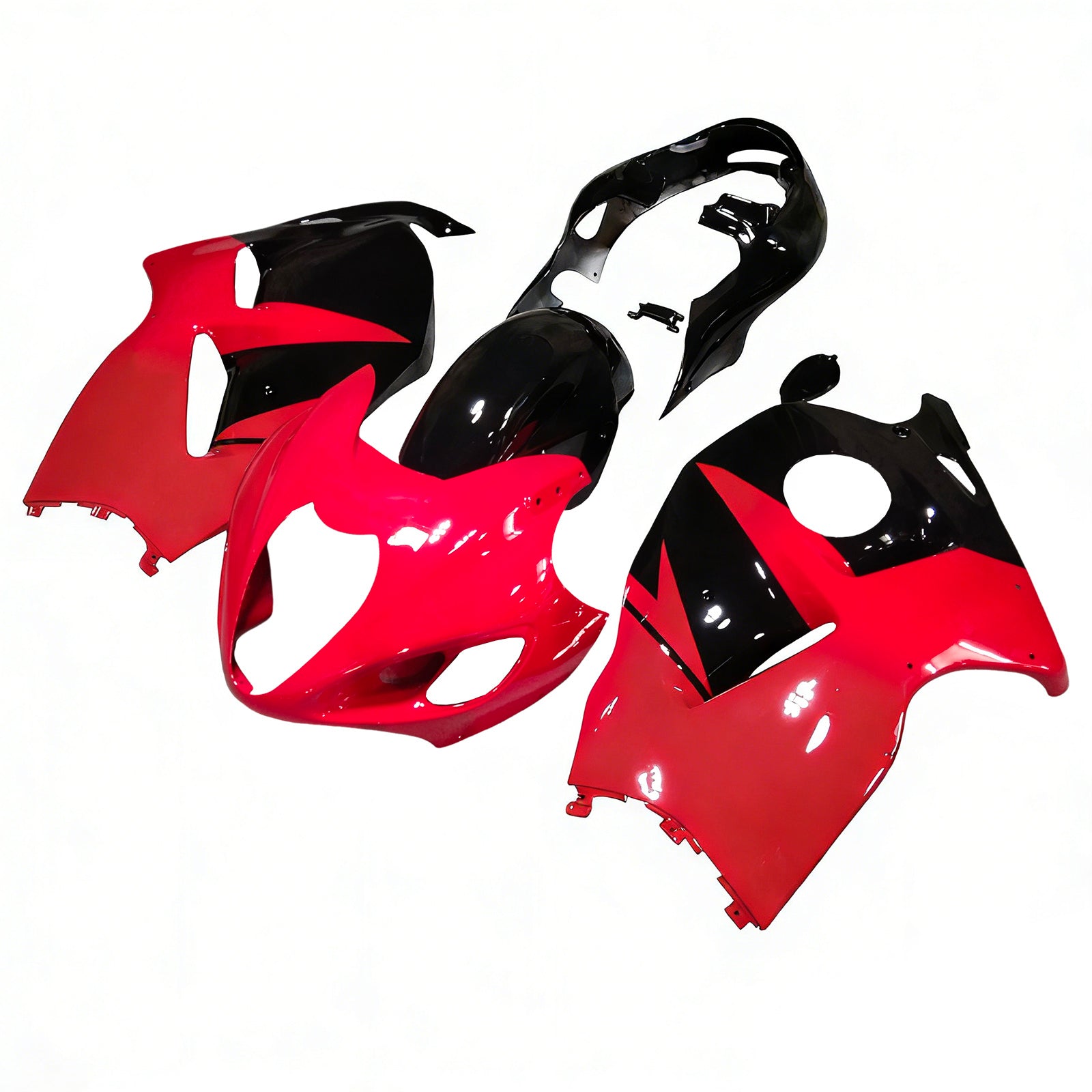Amotopart 1999-2007 Suzuki Hayabusa GSX1300R Glanzrot&Schwarzes Style1 Verkleidungsset