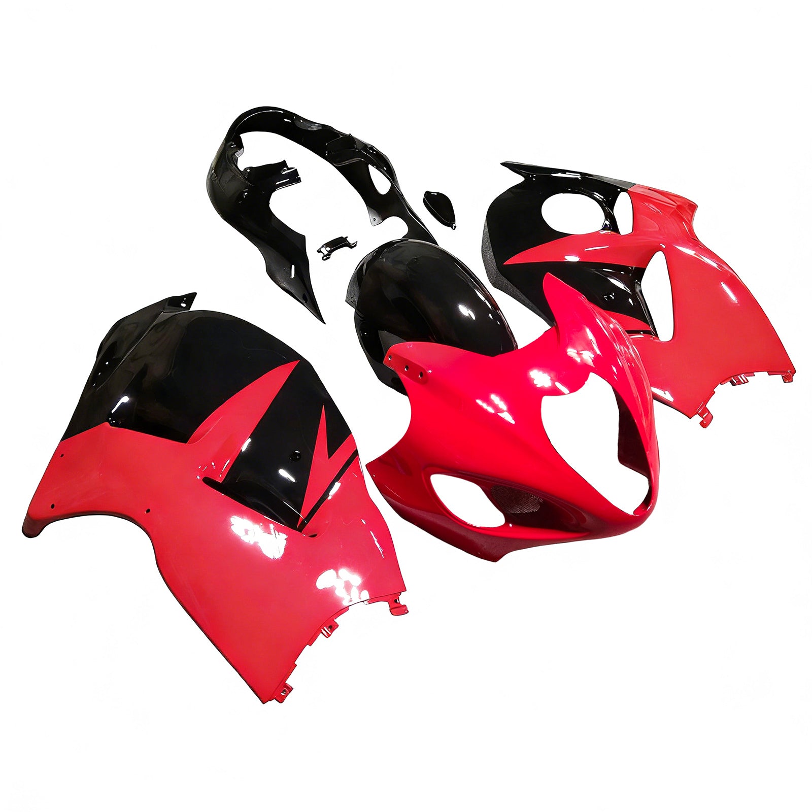 Amotopart 1999-2007 Suzuki Hayabusa GSX1300R Glanzrot&Schwarzes Style1 Verkleidungsset