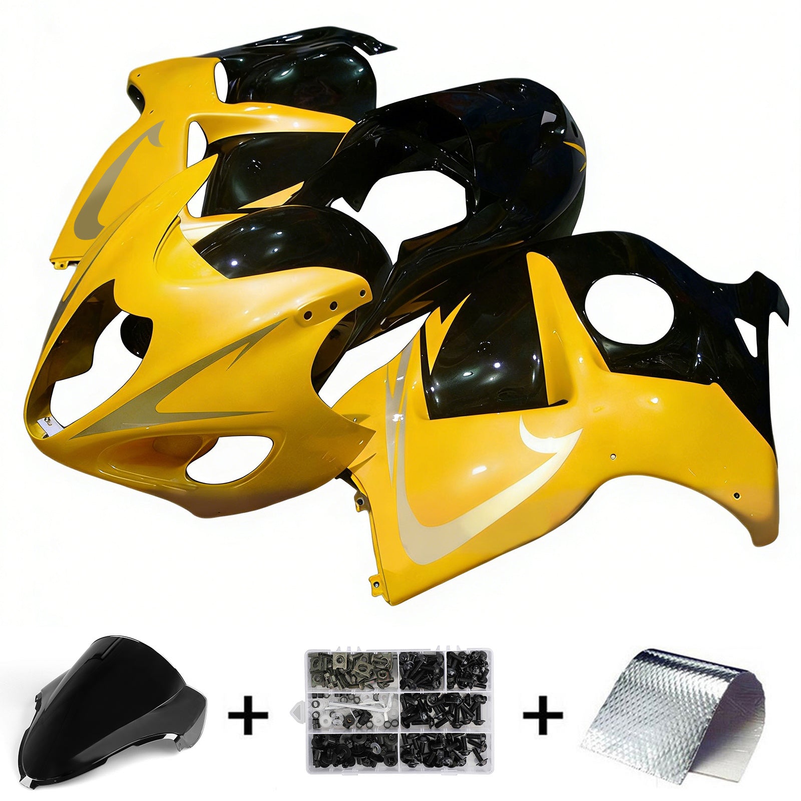 Amotopart 1999-2007 GSX1300R Hayabusa Suzuki Kit carena giallo e nero