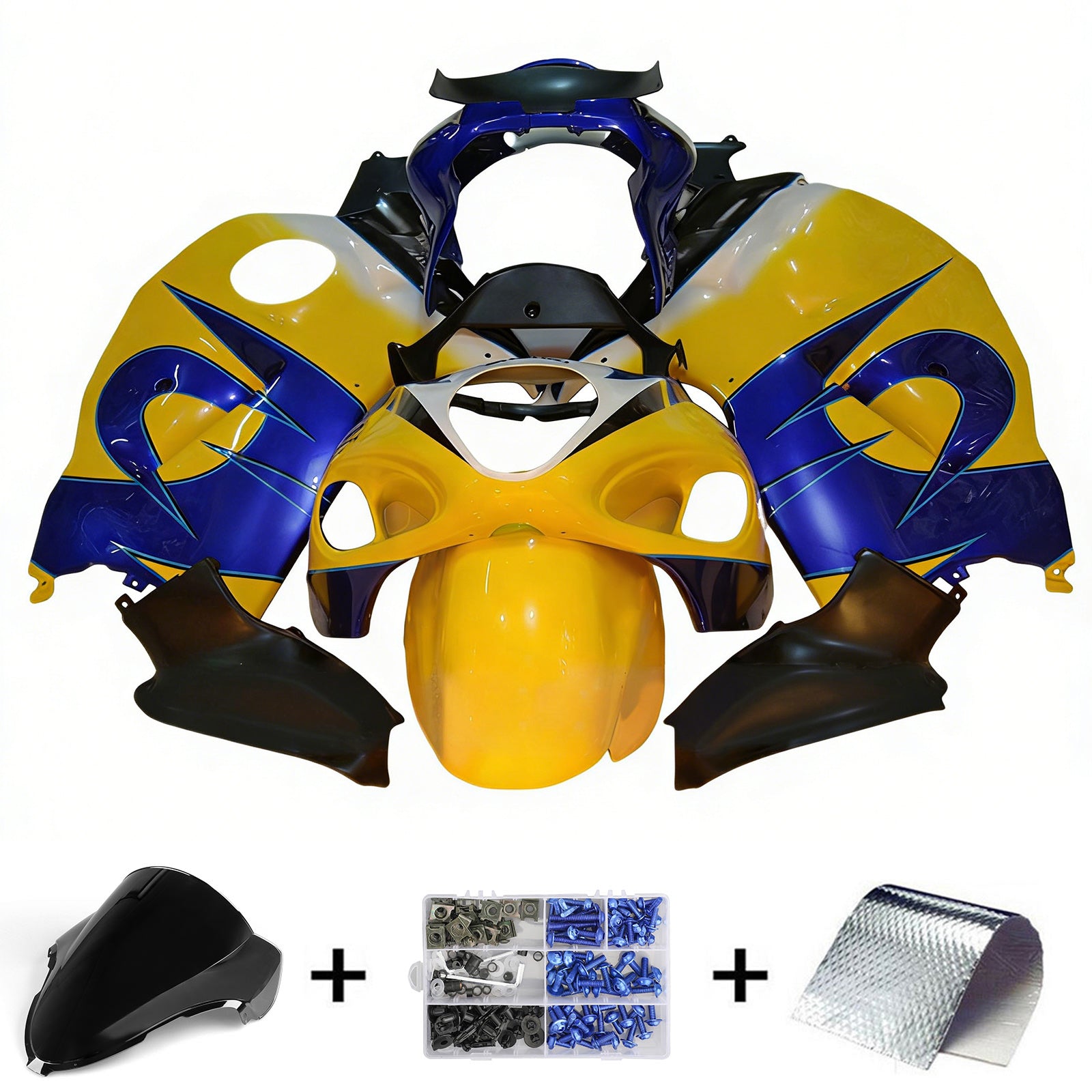Amotopart 1999-2007 GSX1300R Hayabusa Suzuki Kit carena giallo e blu