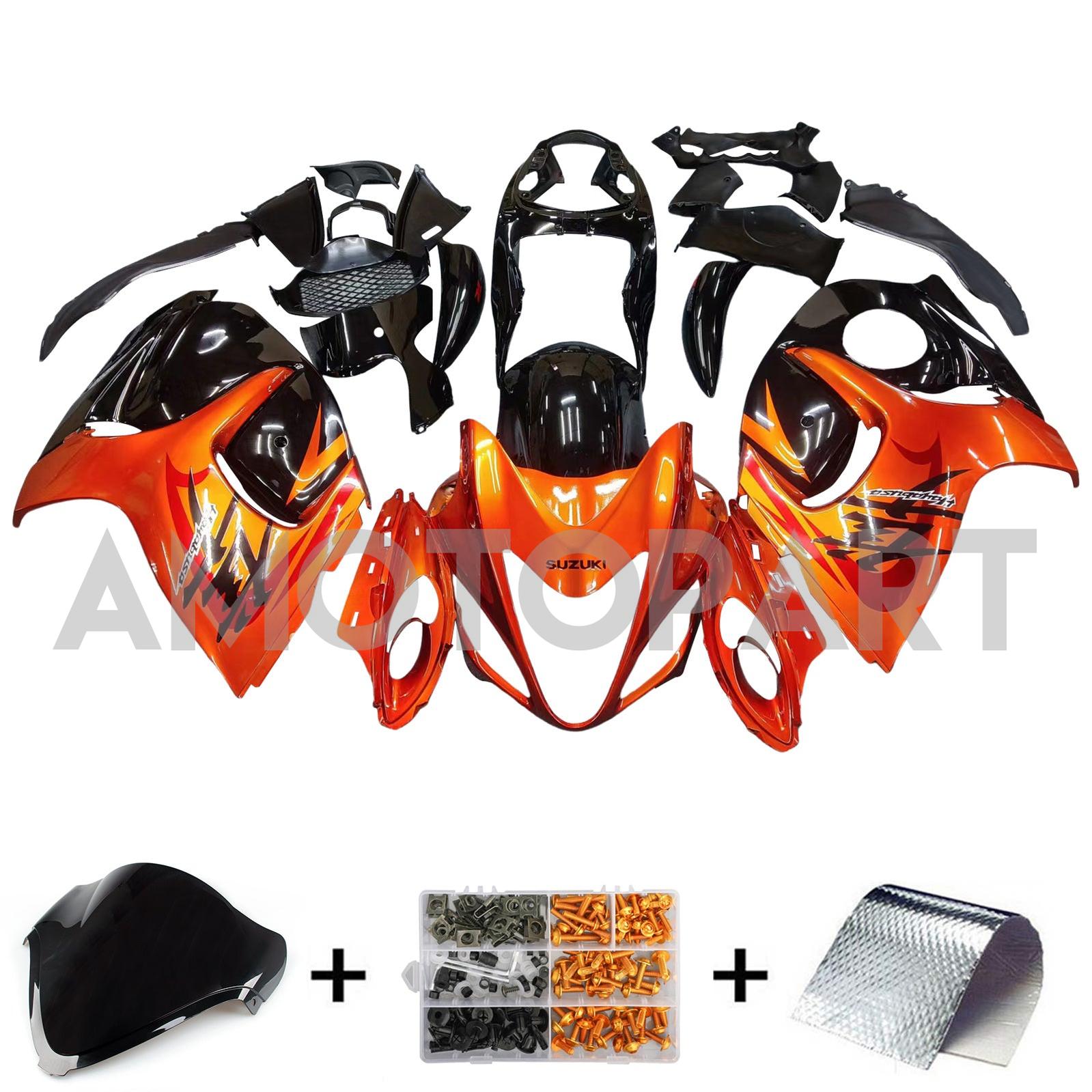 Amotopart 2008-2020 Suzuki Hayabusa GSX1300R Gloss Orange & Black Fairing Kit