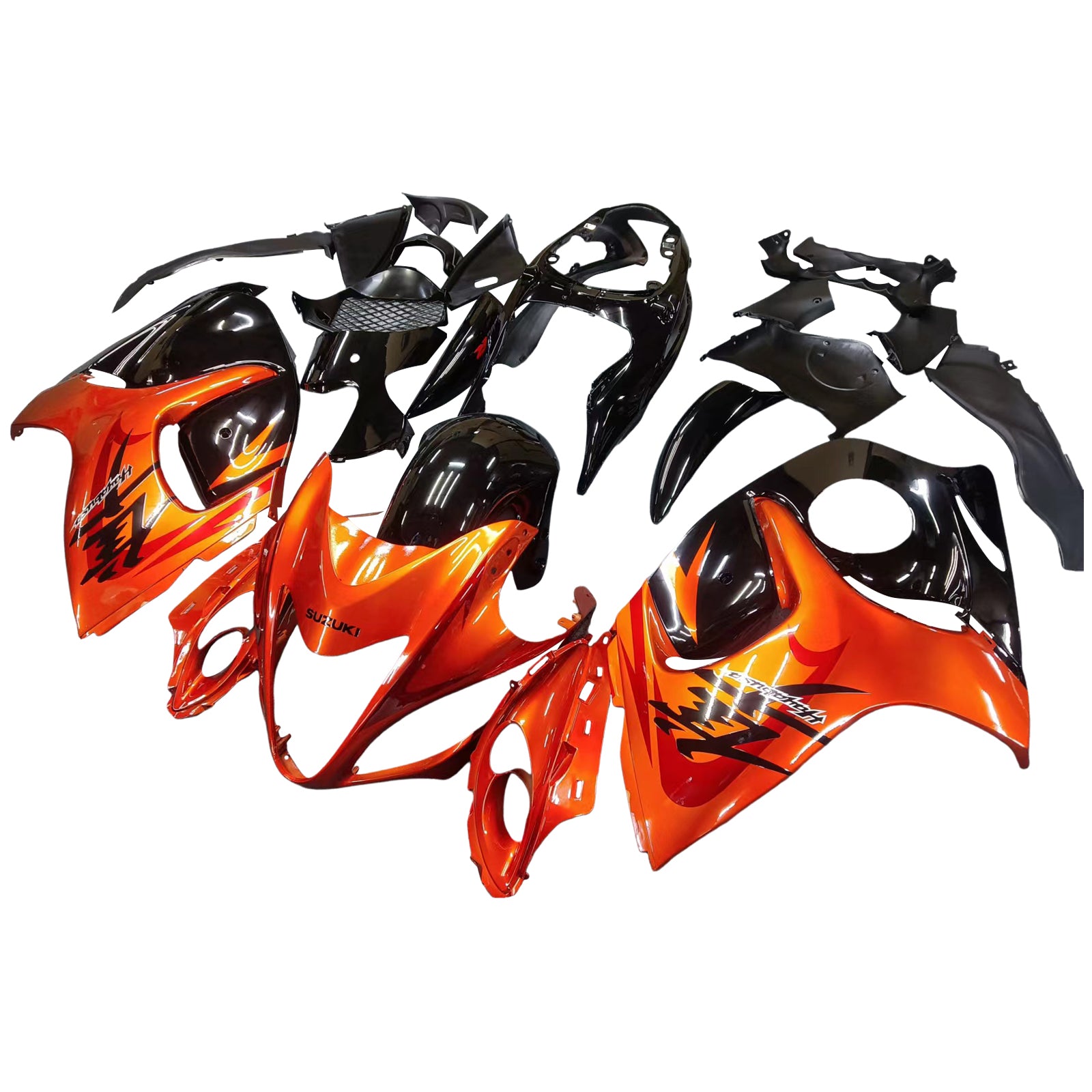 Amotopart 2008-2020 Suzuki Hayabusa GSX1300R Kit de carénage orange brillant et noir