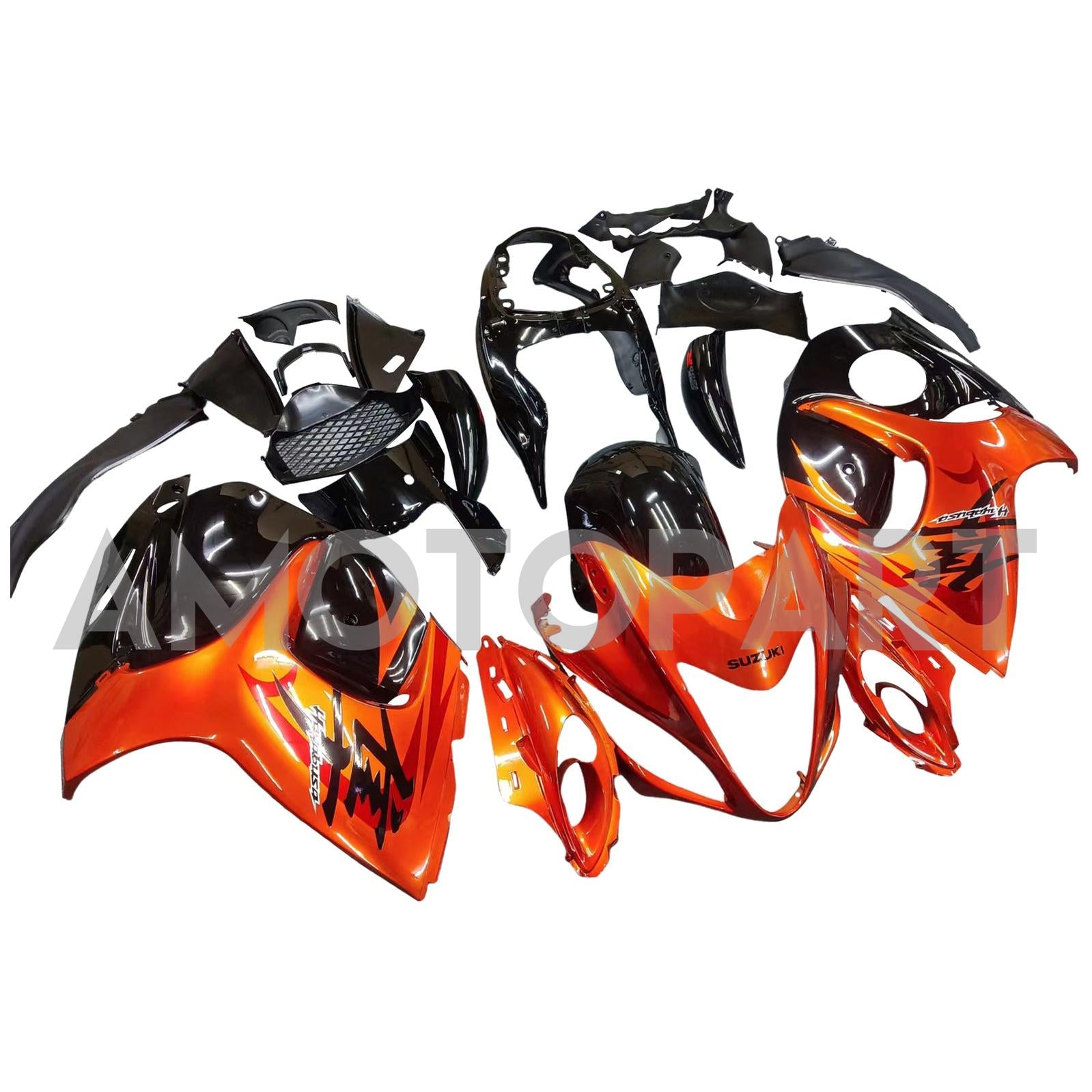 Amotopart 2008-2020 Suzuki Hayabusa GSX1300R Gloss Orange & Black Fairing Kit
