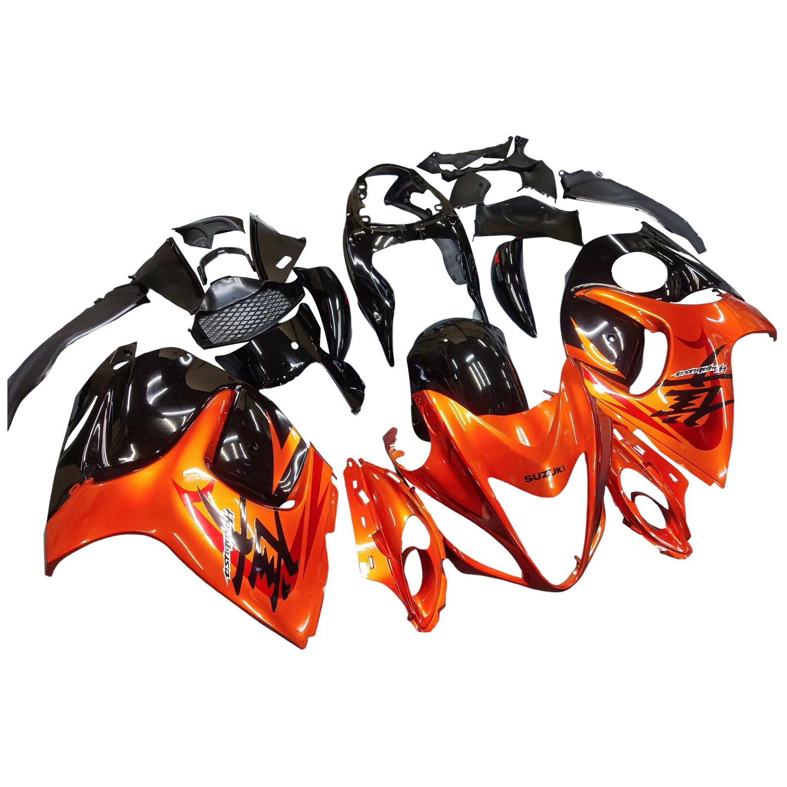 Amotopart 2008–2020 Suzuki Hayabusa GSX1300R Verkleidungsset in glänzendem Orange und Schwarz